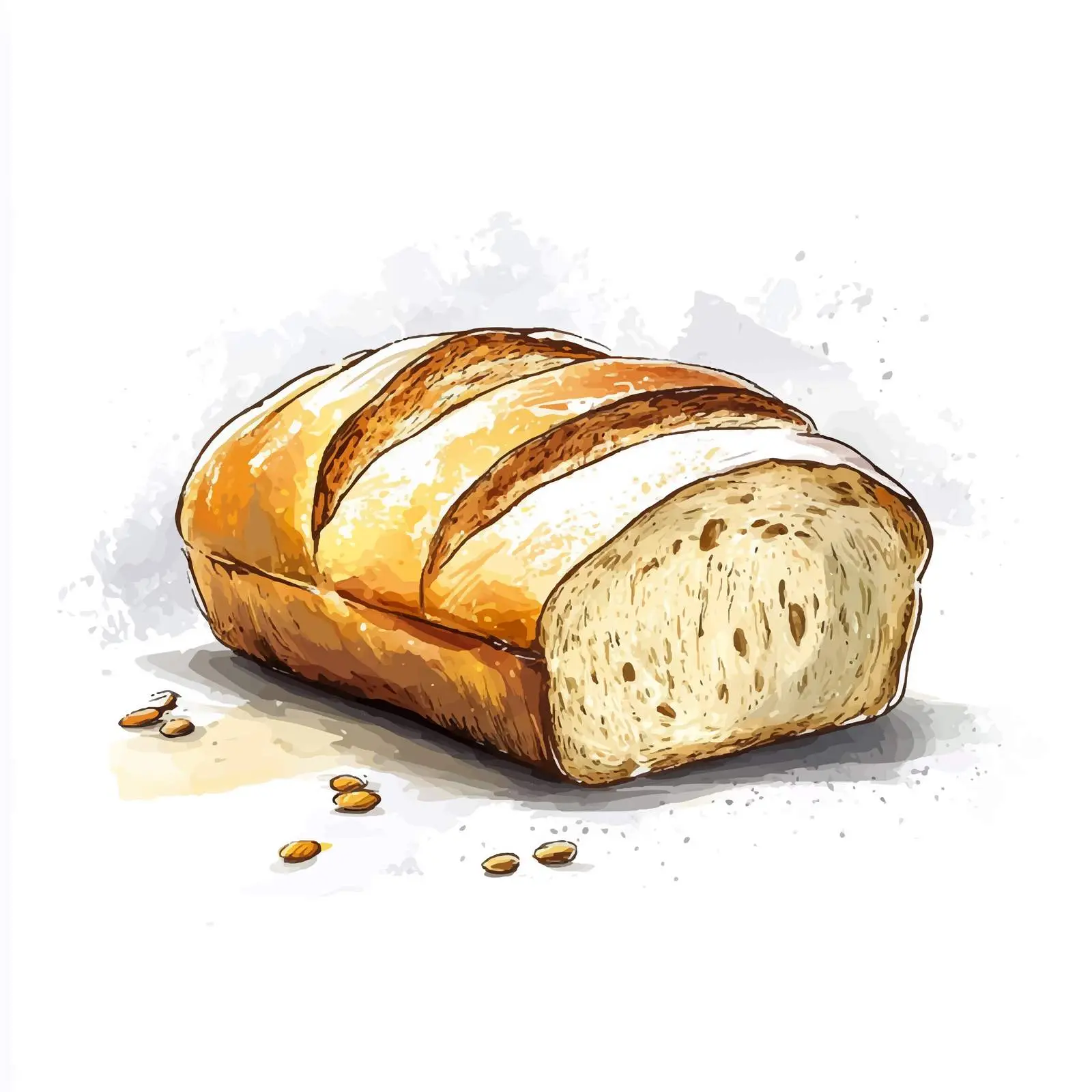 Hand-Drawn Multigrain Bread Watercolor — free download from Dotvec