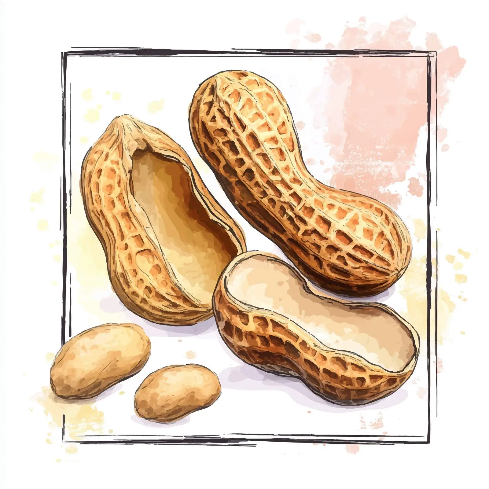Hand-drawn Colorful Peanut Watercolor Sketch — free download from Dotvec