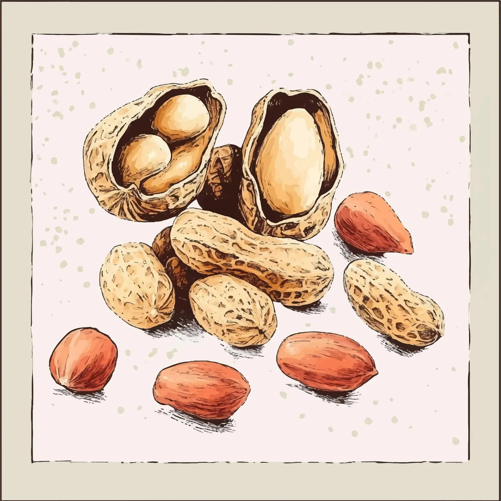 Colorful Hand-Drawn Watercolor of Peeled Peanuts — free download from Dotvec