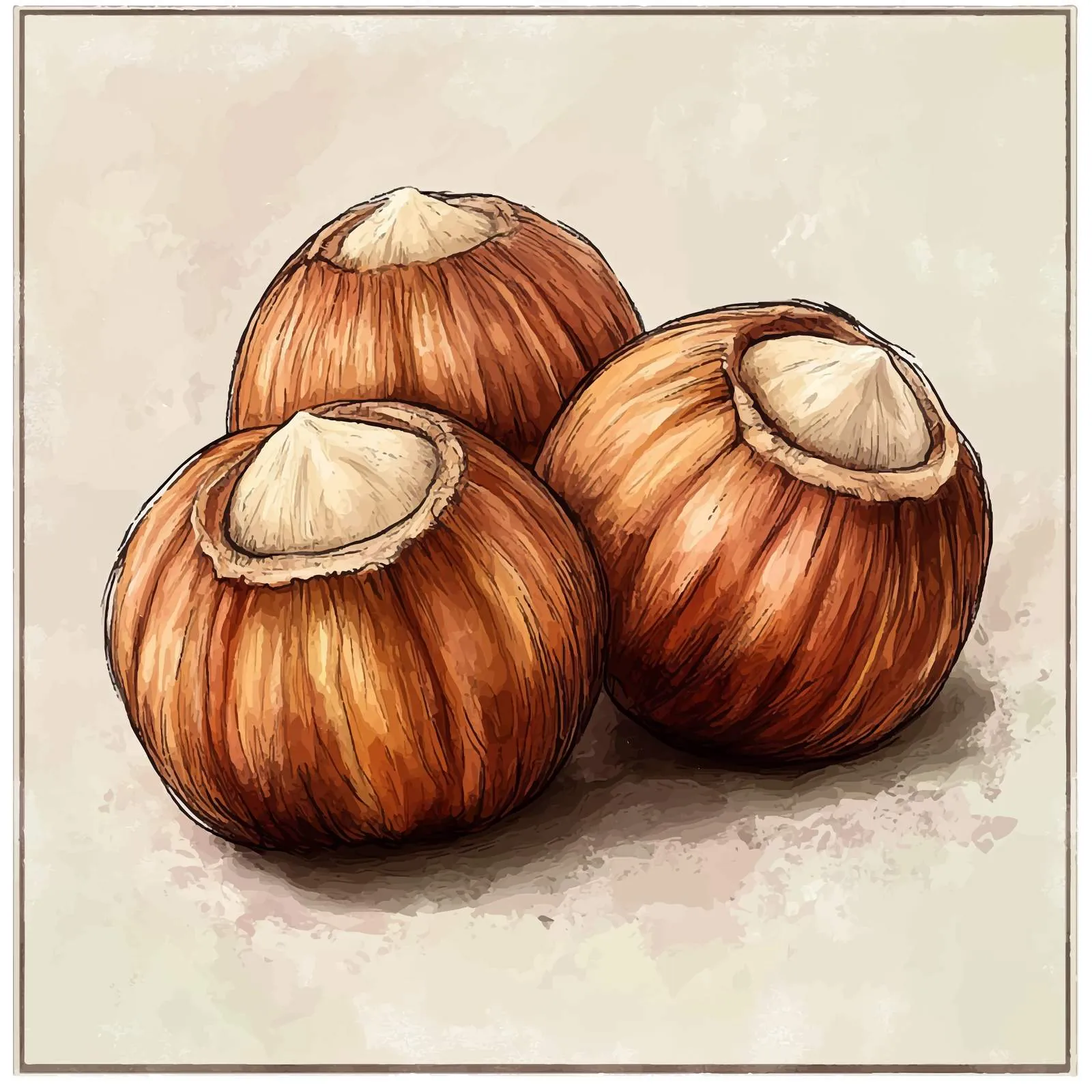 Hand-Drawn Colorful Watercolor Nuts Sketch — free download from Dotvec