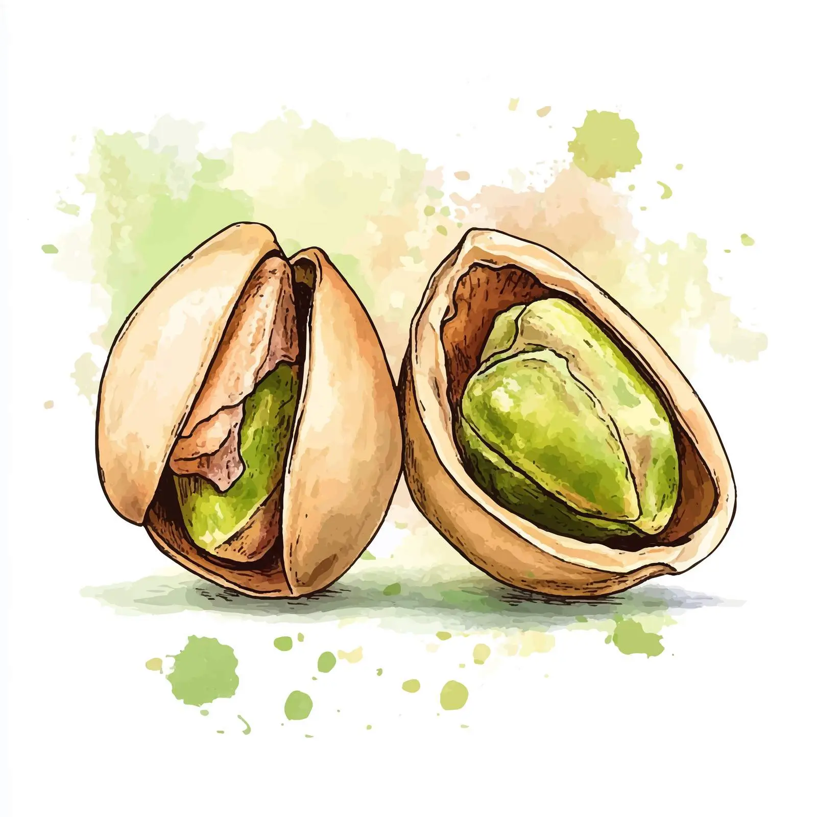 Hand-Drawn Colorful Pista Nuts Sketch — free download from Dotvec