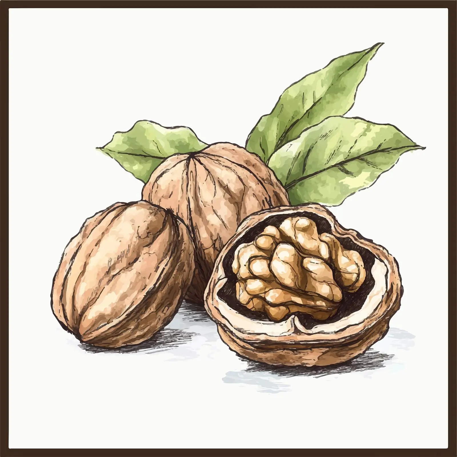 Colorful Hand-Drawn Walnut Sketch — free download from Dotvec