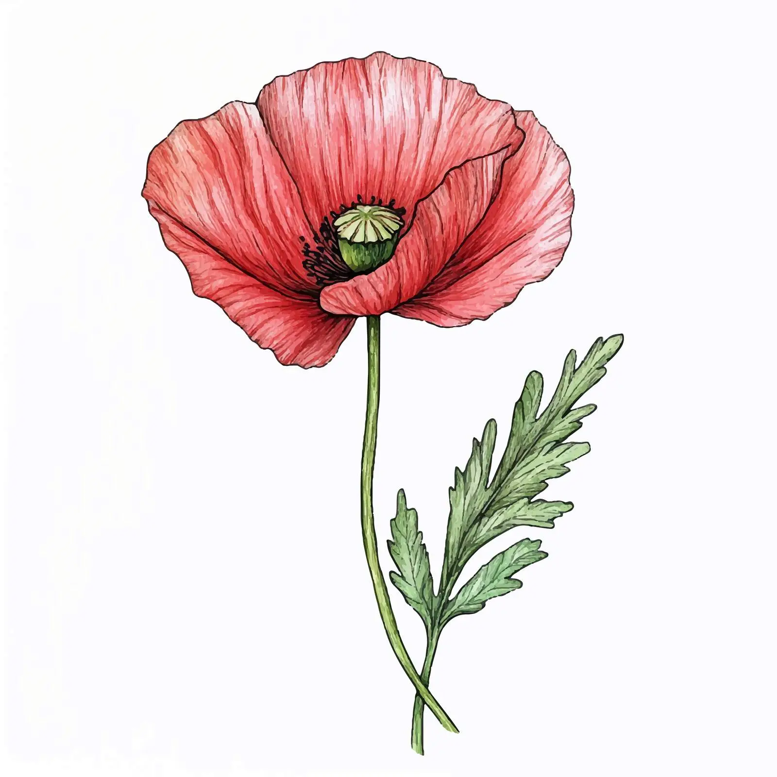 Colorful Hand-Drawn Poppy Bud Sketch — free download from Dotvec