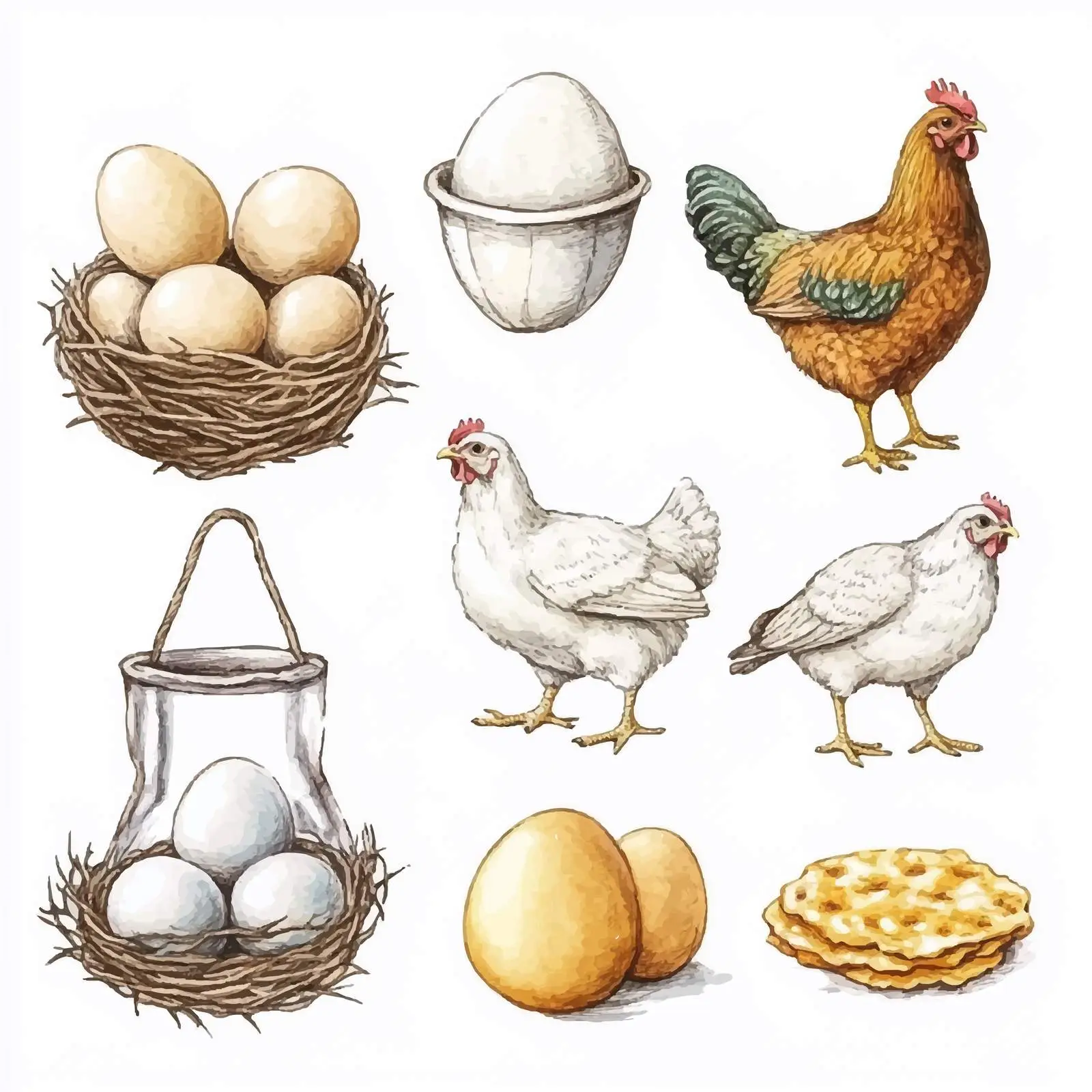 Colorful Hand-Drawn Poultry Farming Vectors — free download from Dotvec
