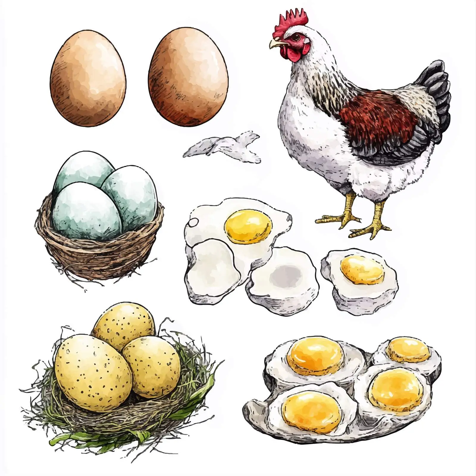 Colorful Hand-Drawn Poultry Farming Sketch — free download from Dotvec