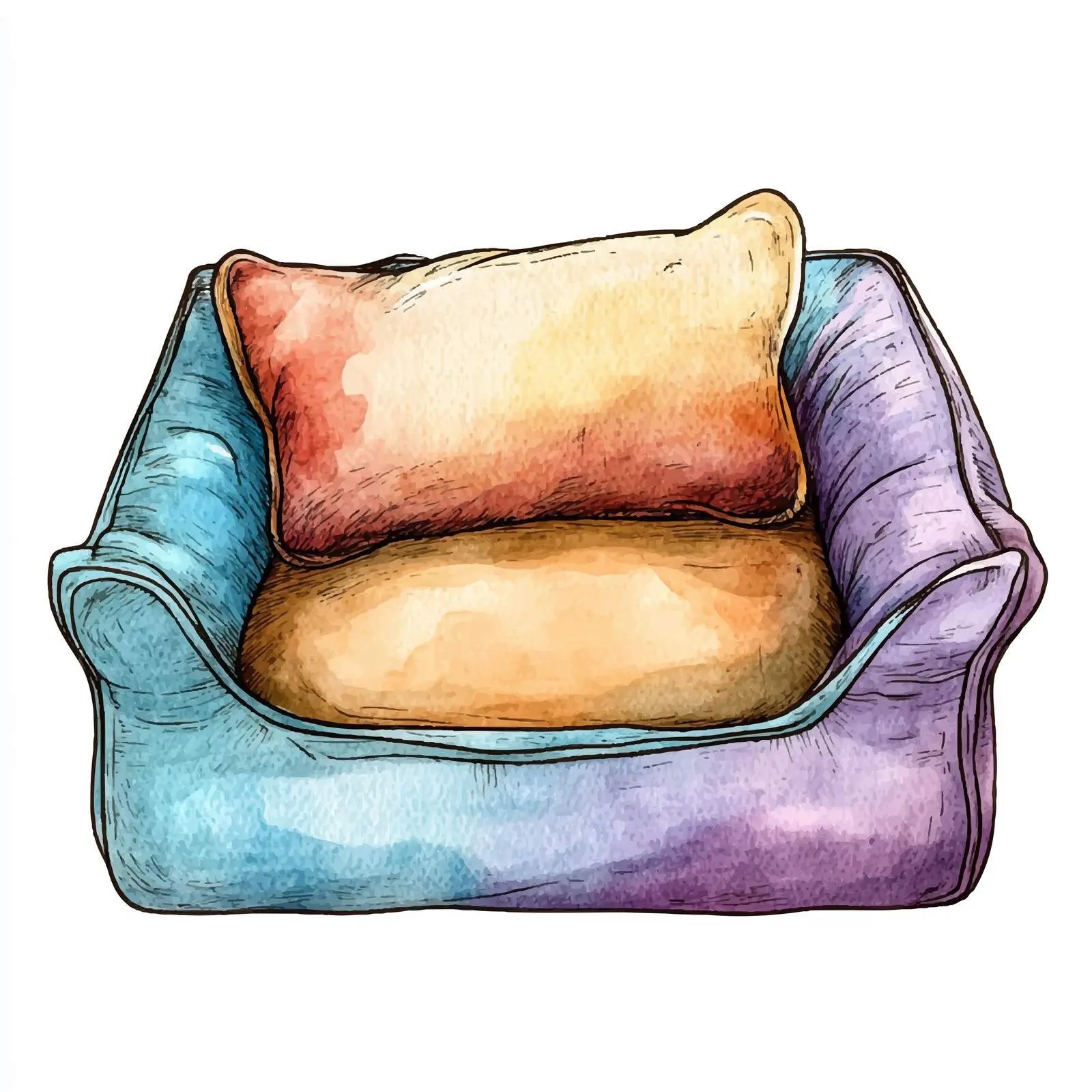 Colorful Hand-Drawn Pet Bed Sketch — free download from Dotvec