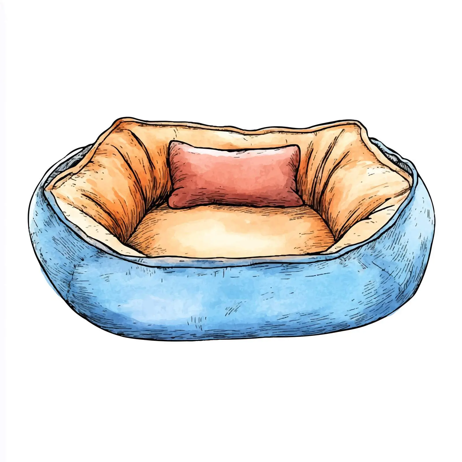 Hand-Drawn Colorful Pet Bed Illustration – free dog bed image from Dotvec