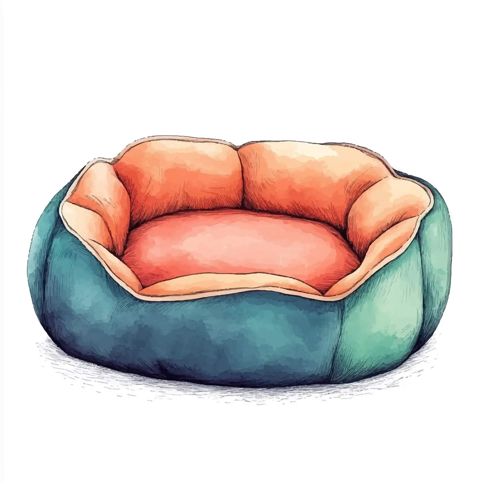 Hand-drawn Colorful Pet Bed Illustration – free dog bed image from Dotvec