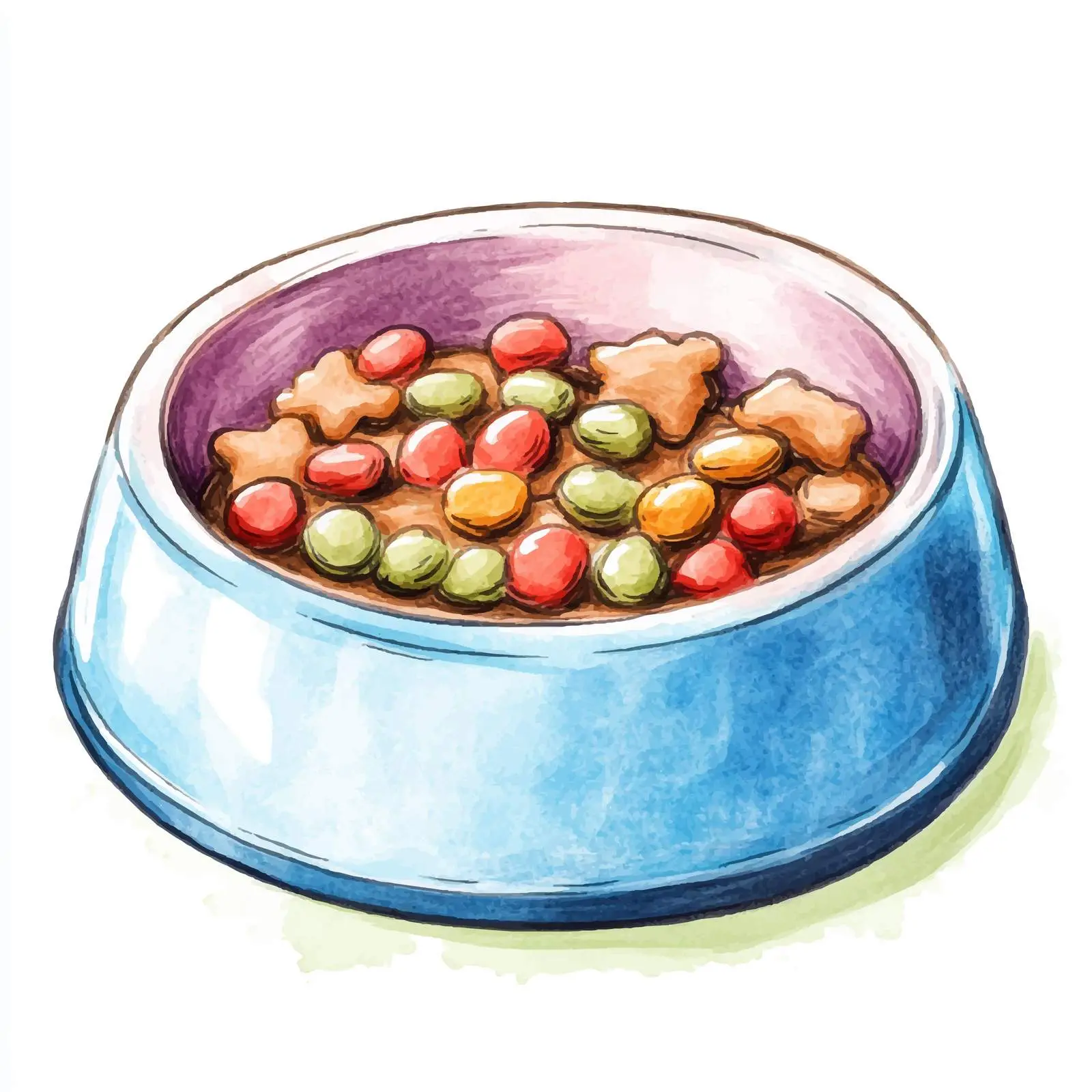 Hand-Drawn Watercolor Pet Food Bowl — free download from Dotvec