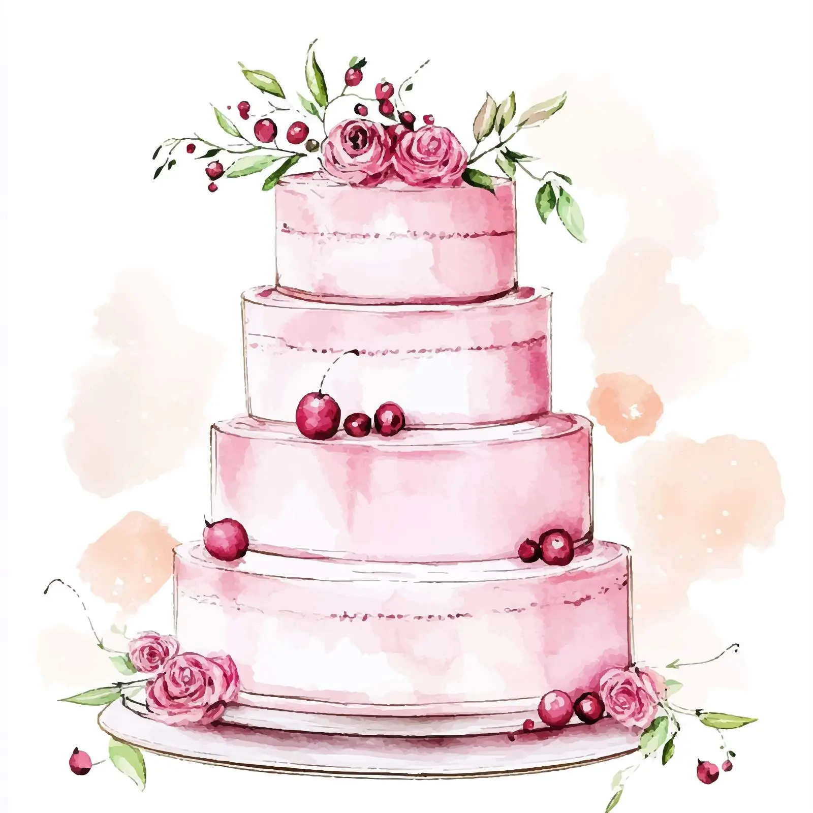 Watercolor Pink Wedding Sketch — free download from Dotvec