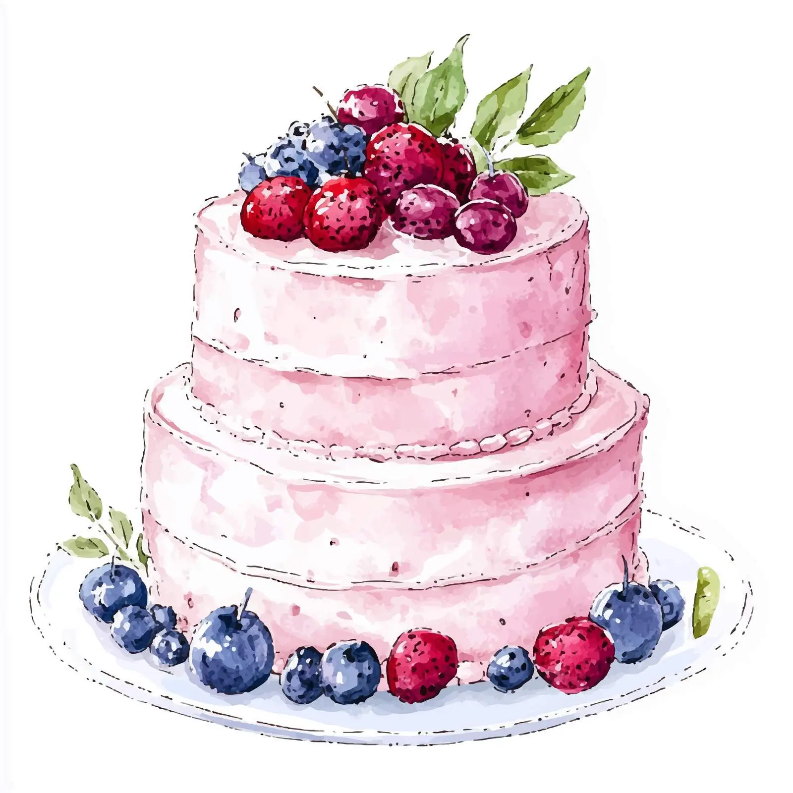 Pink Creamy Wedding Watercolor Sketch — free download from Dotvec
