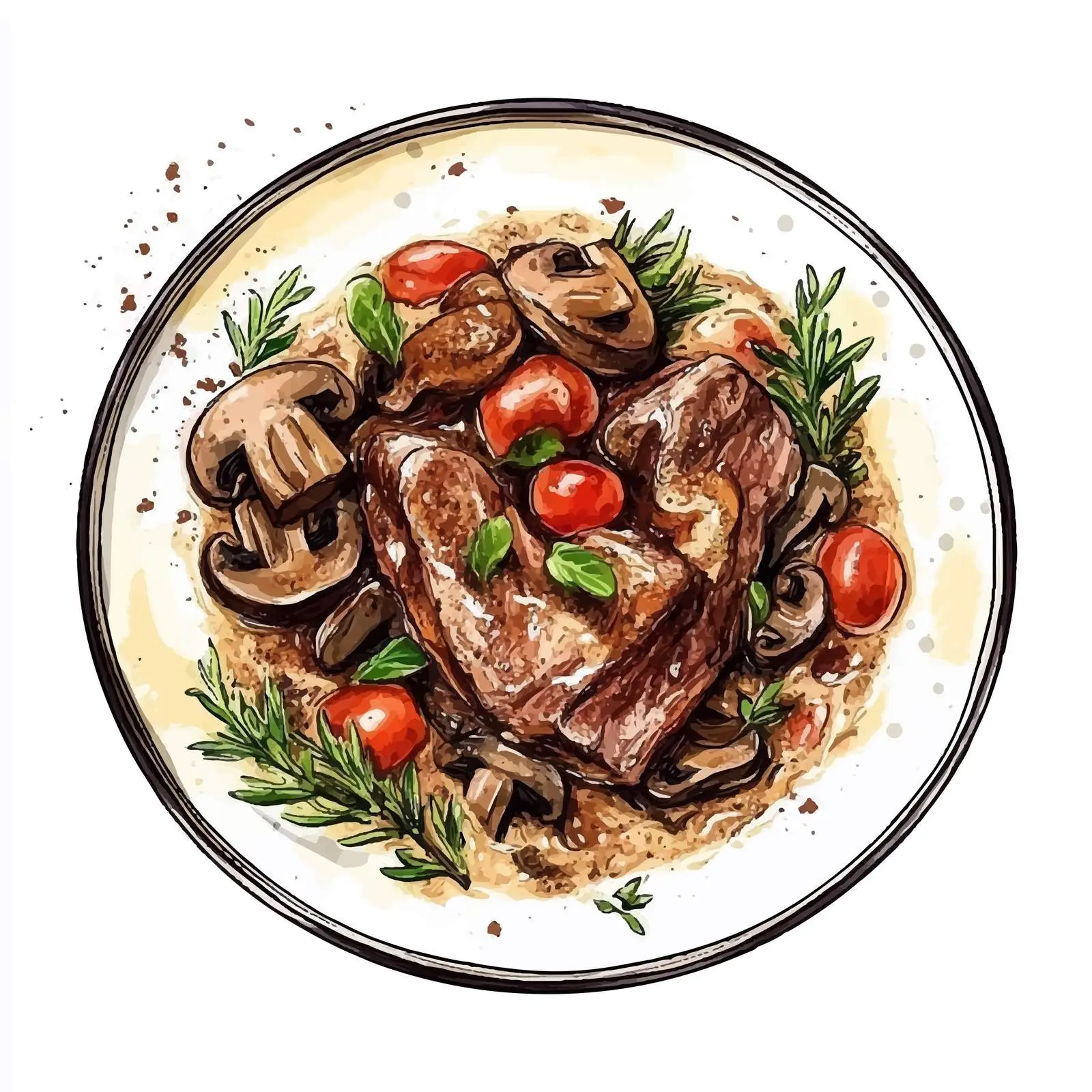 Watercolor Sketch of Creamy Pork Dish — free download from Dotvec