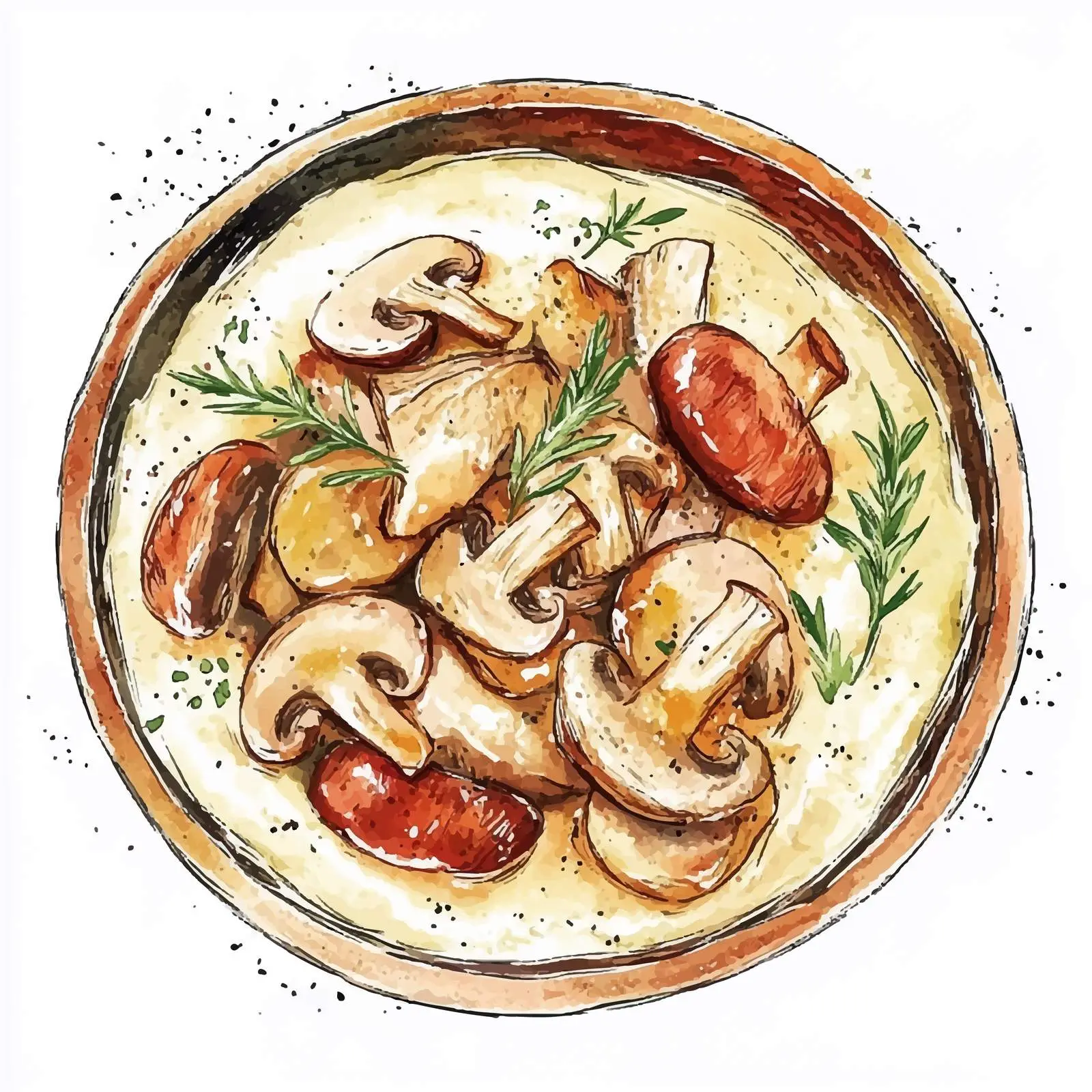 Watercolor Hand-Drawn Pork Dish — free download from Dotvec