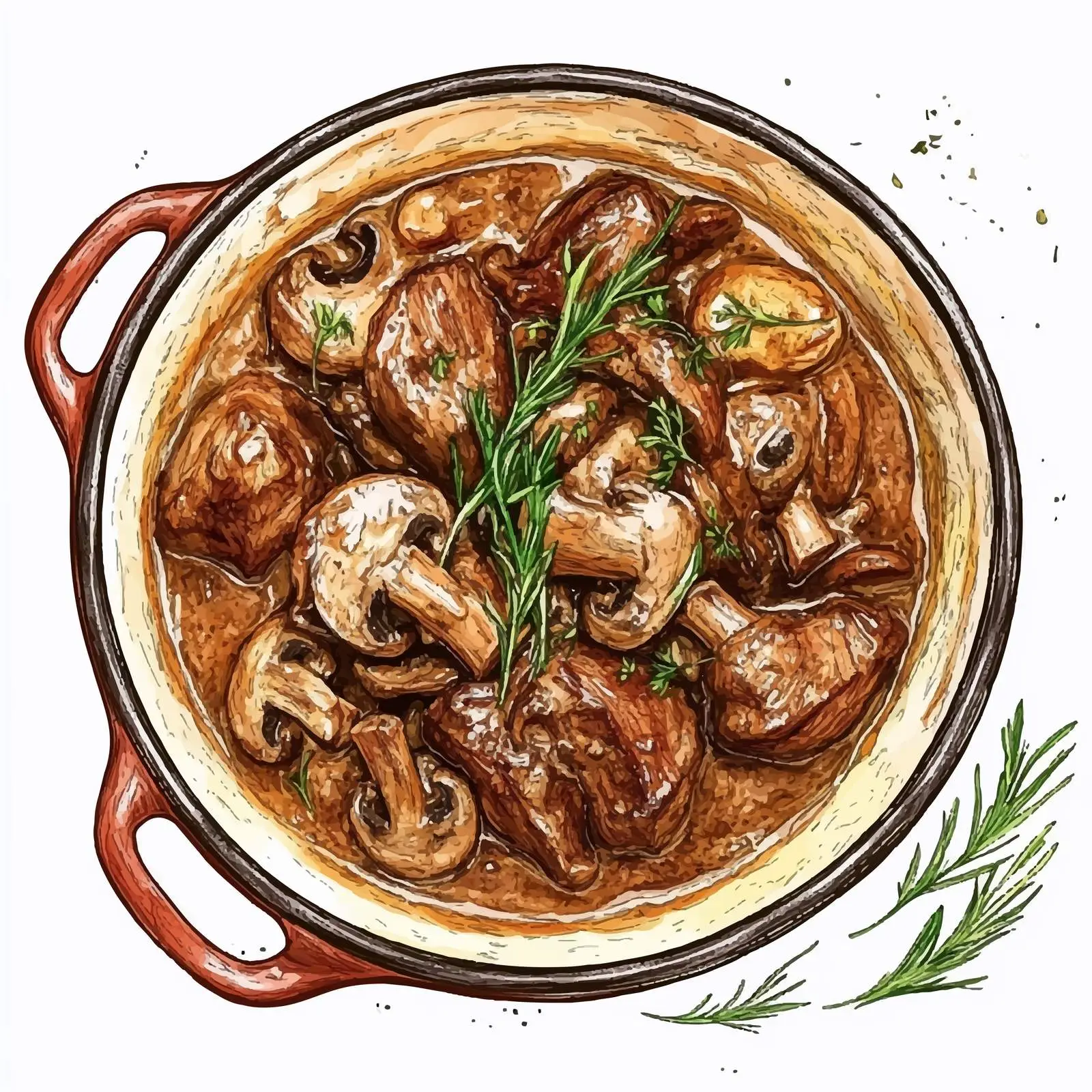 Hand-Drawn Pork in Creamy Mushroom Sauce — free download from Dotvec