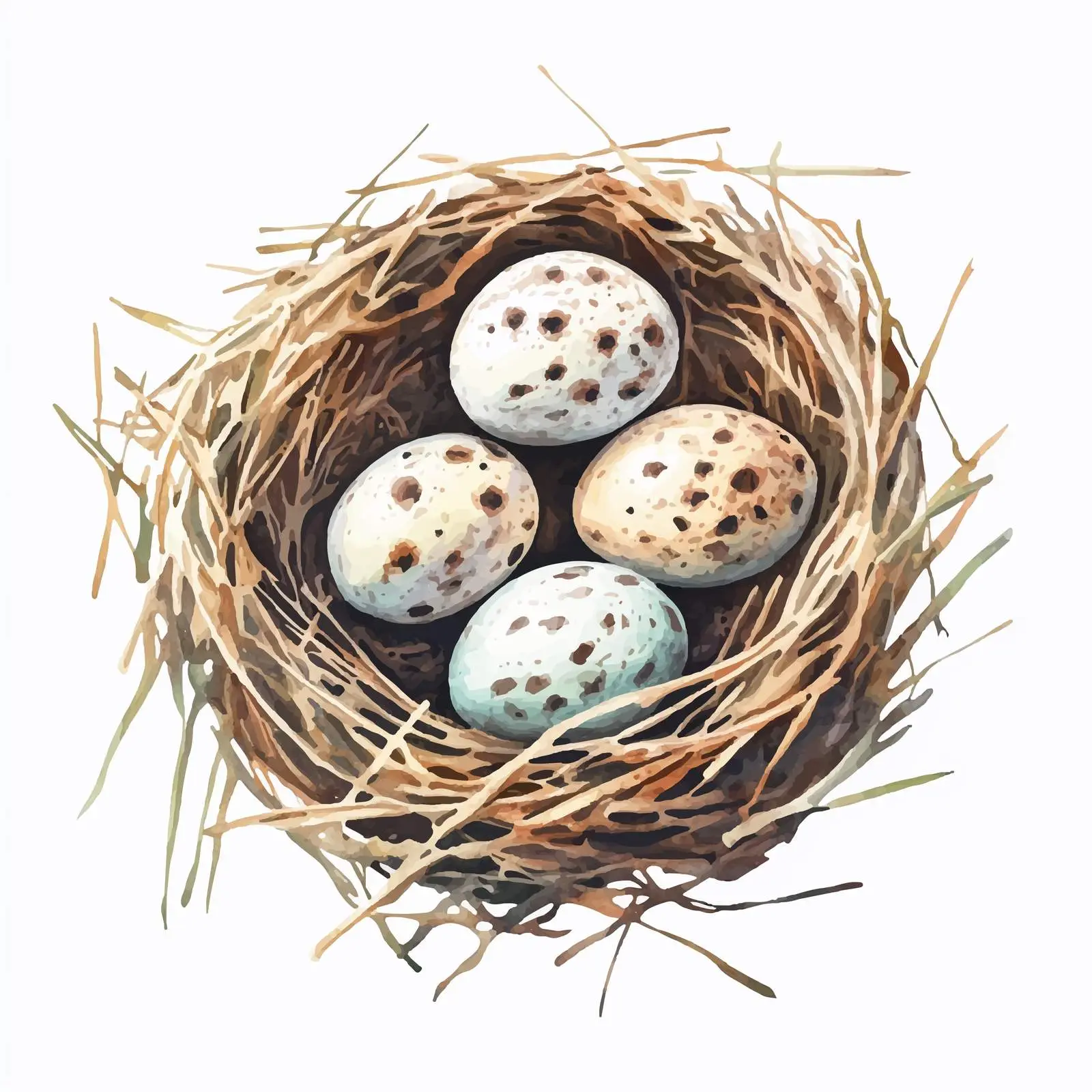 Hand-drawn Quail Nest with Eggs — free download from Dotvec