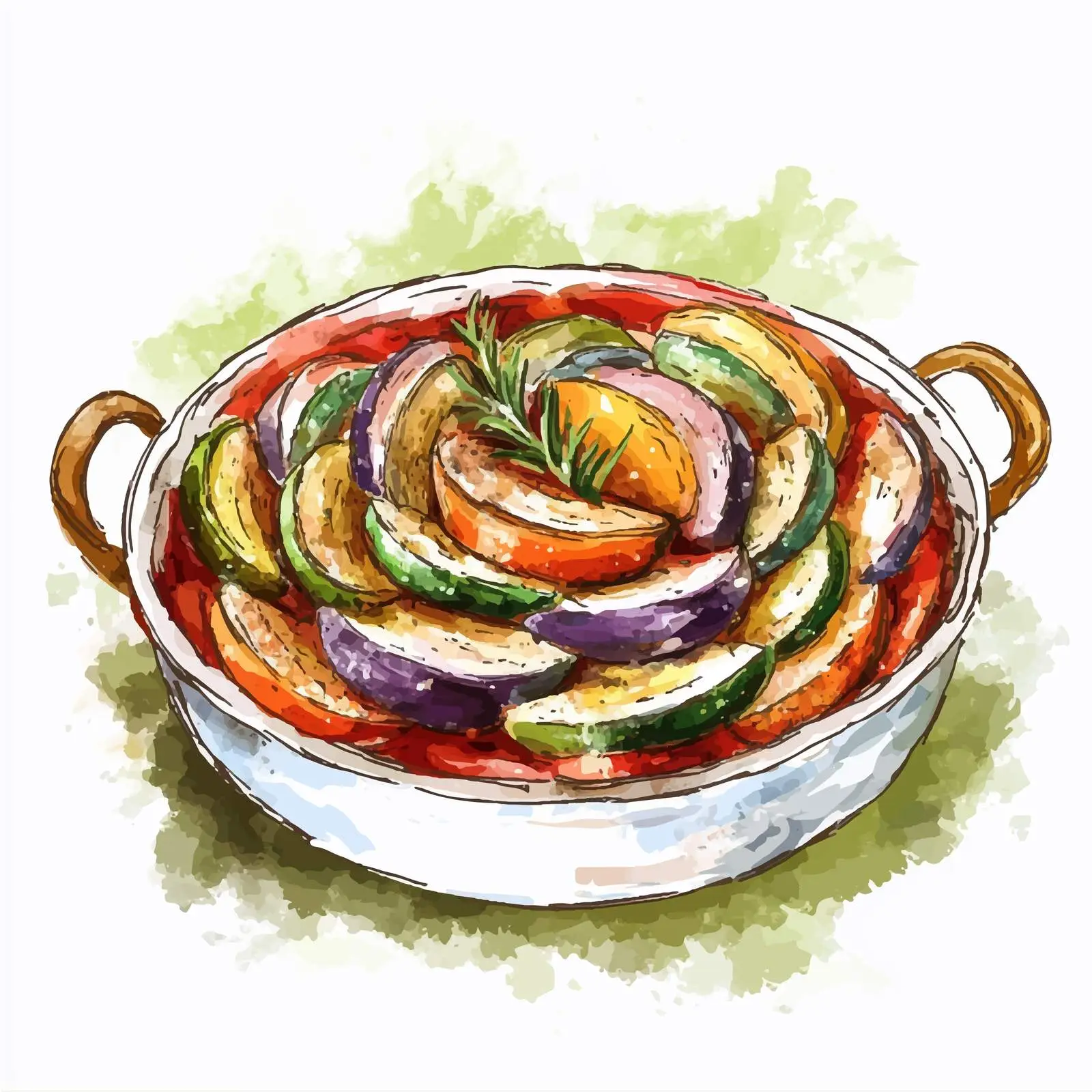 Hand-Drawn Watercolor Ratatouille Illustration — free download from Dotvec