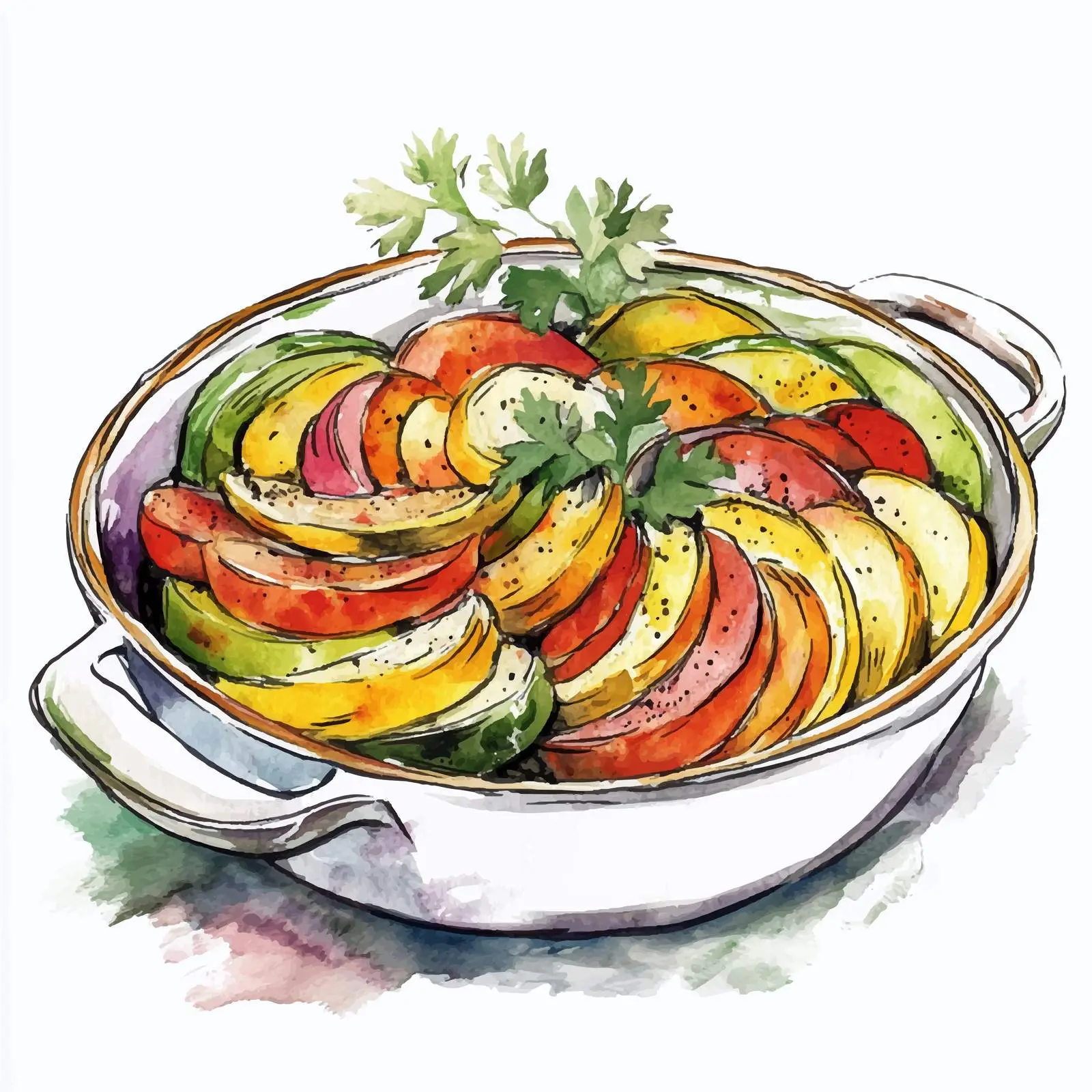 Hand-Drawn Colorful Ratatouille Illustration — free download from Dotvec