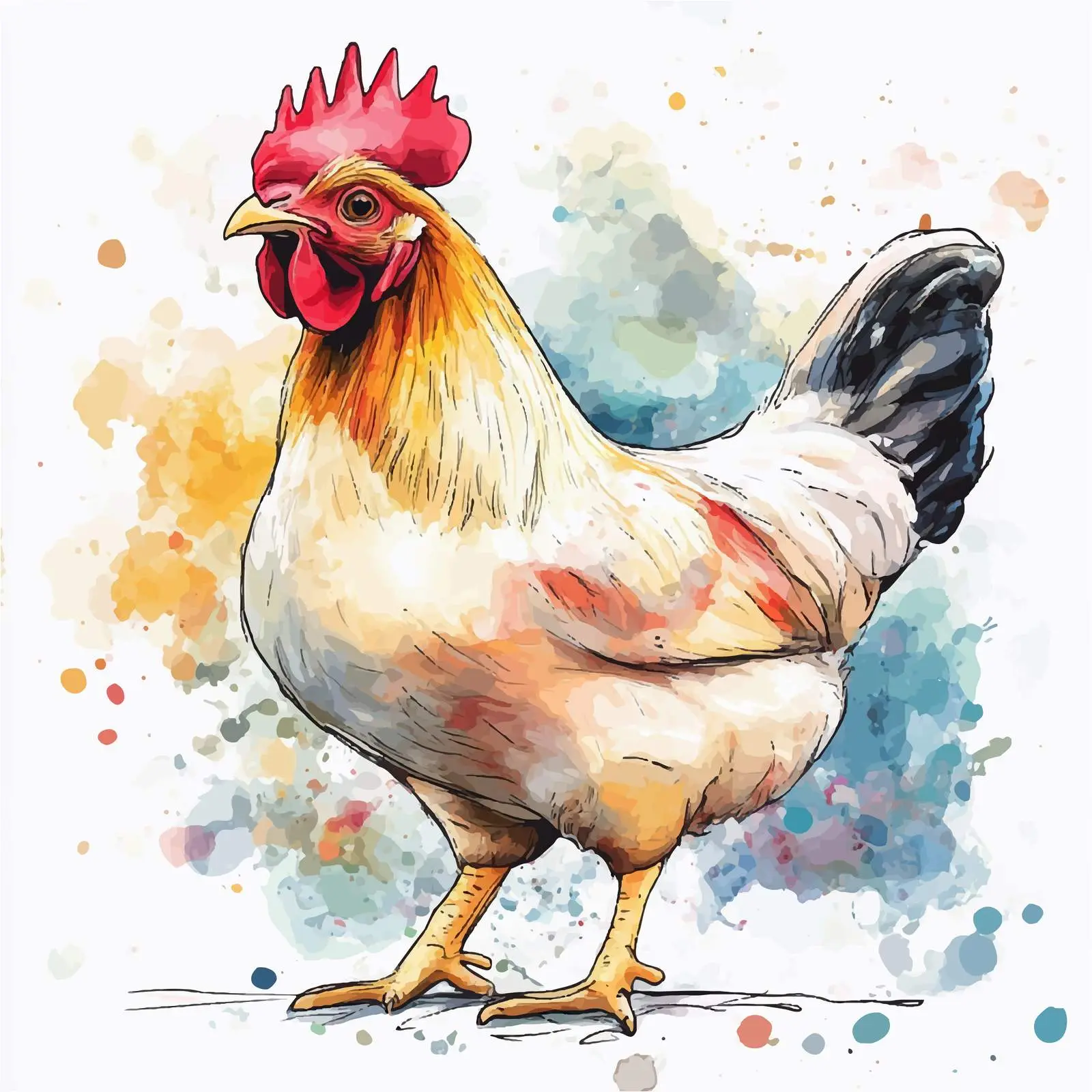 Colorful Hand-Drawn Rooster Sketch — free download from Dotvec