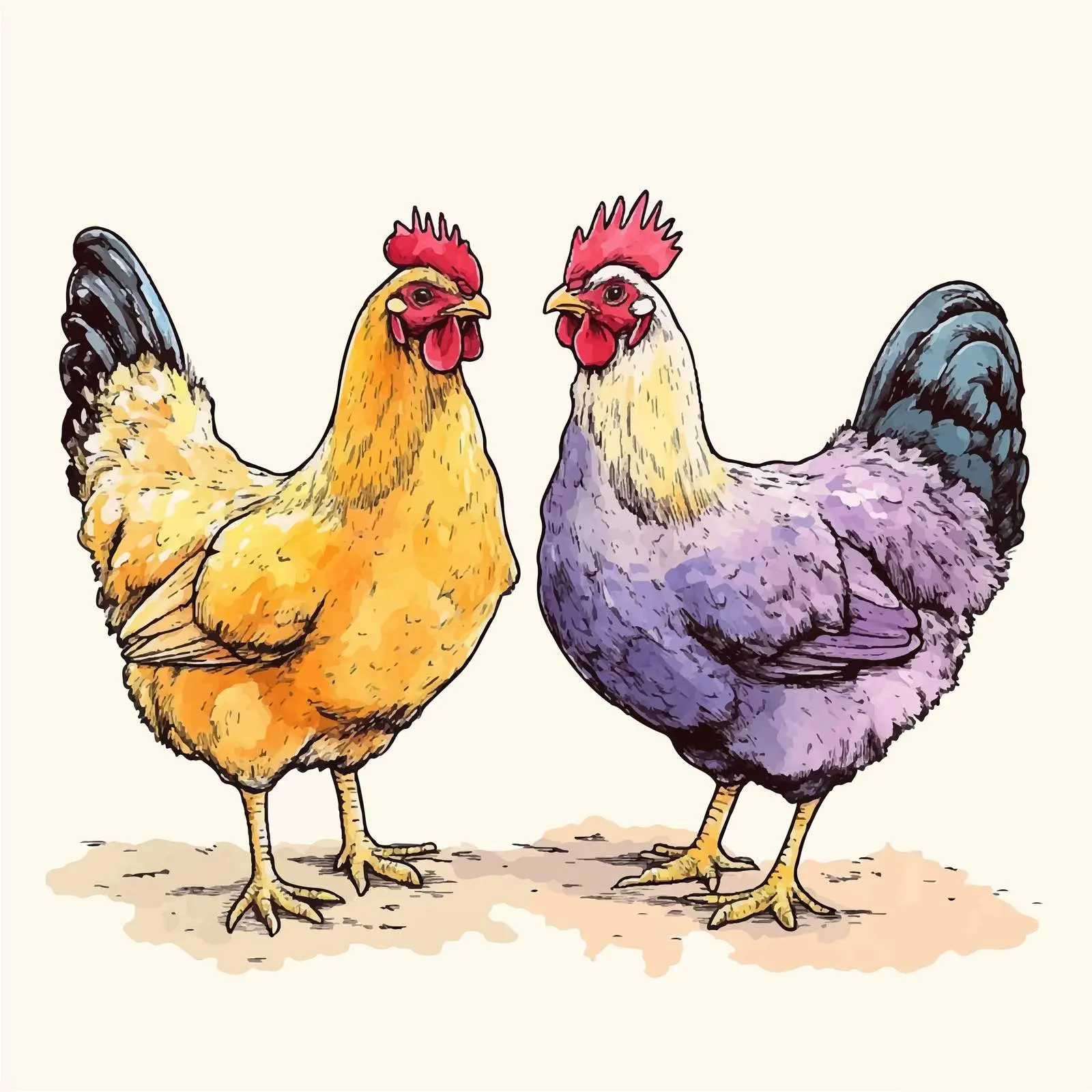 Colorful Hand-Drawn Rooster Illustration — free download from Dotvec