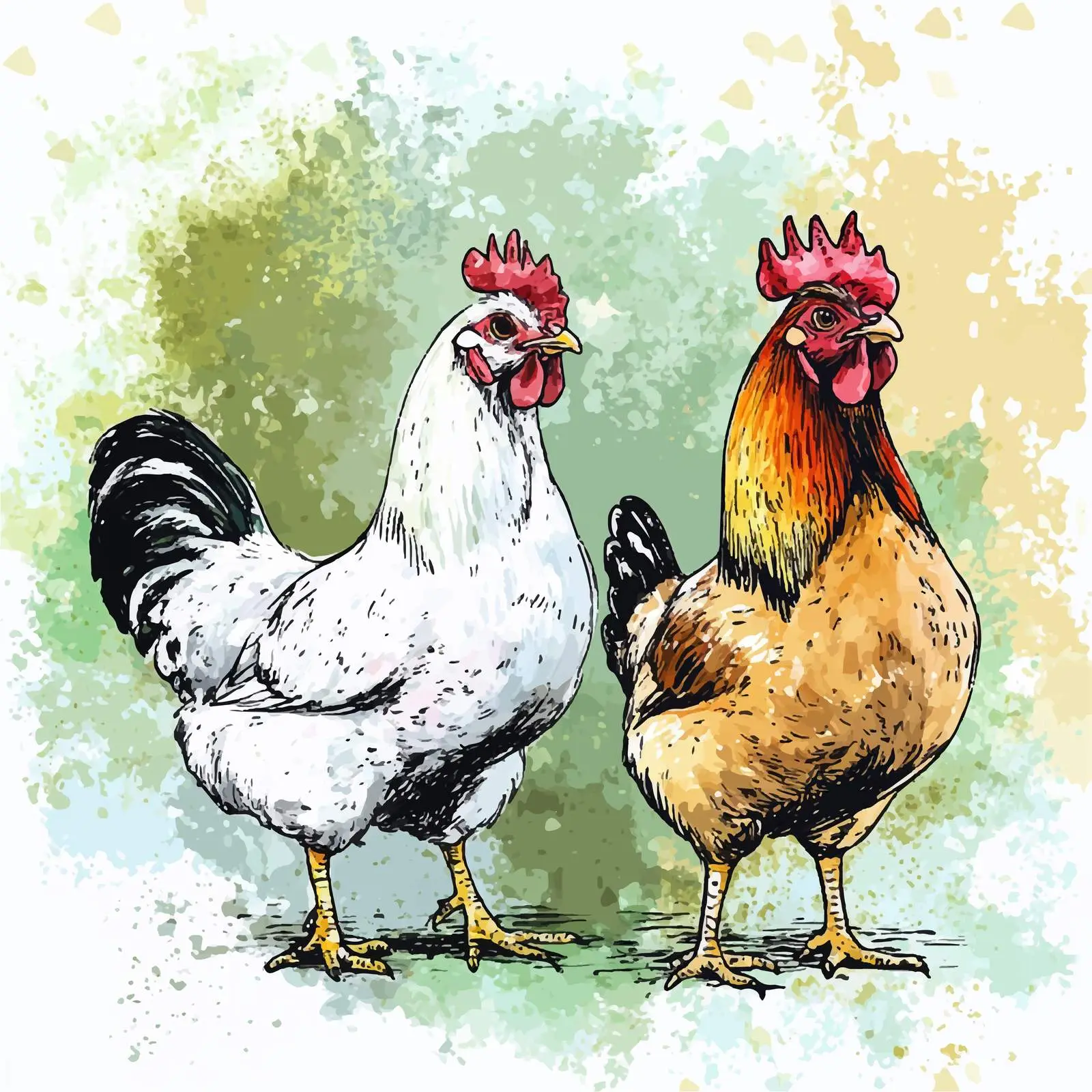 Colorful Hand-Drawn Roost Chicken — free download from Dotvec