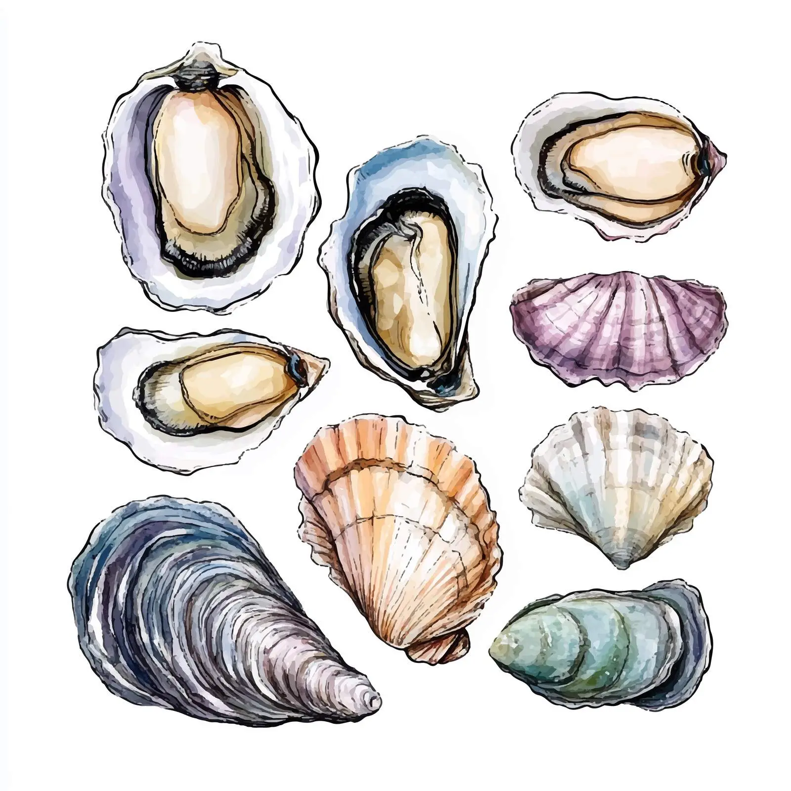 Colorful Hand-Drawn Seafood Illustration — free download from Dotvec