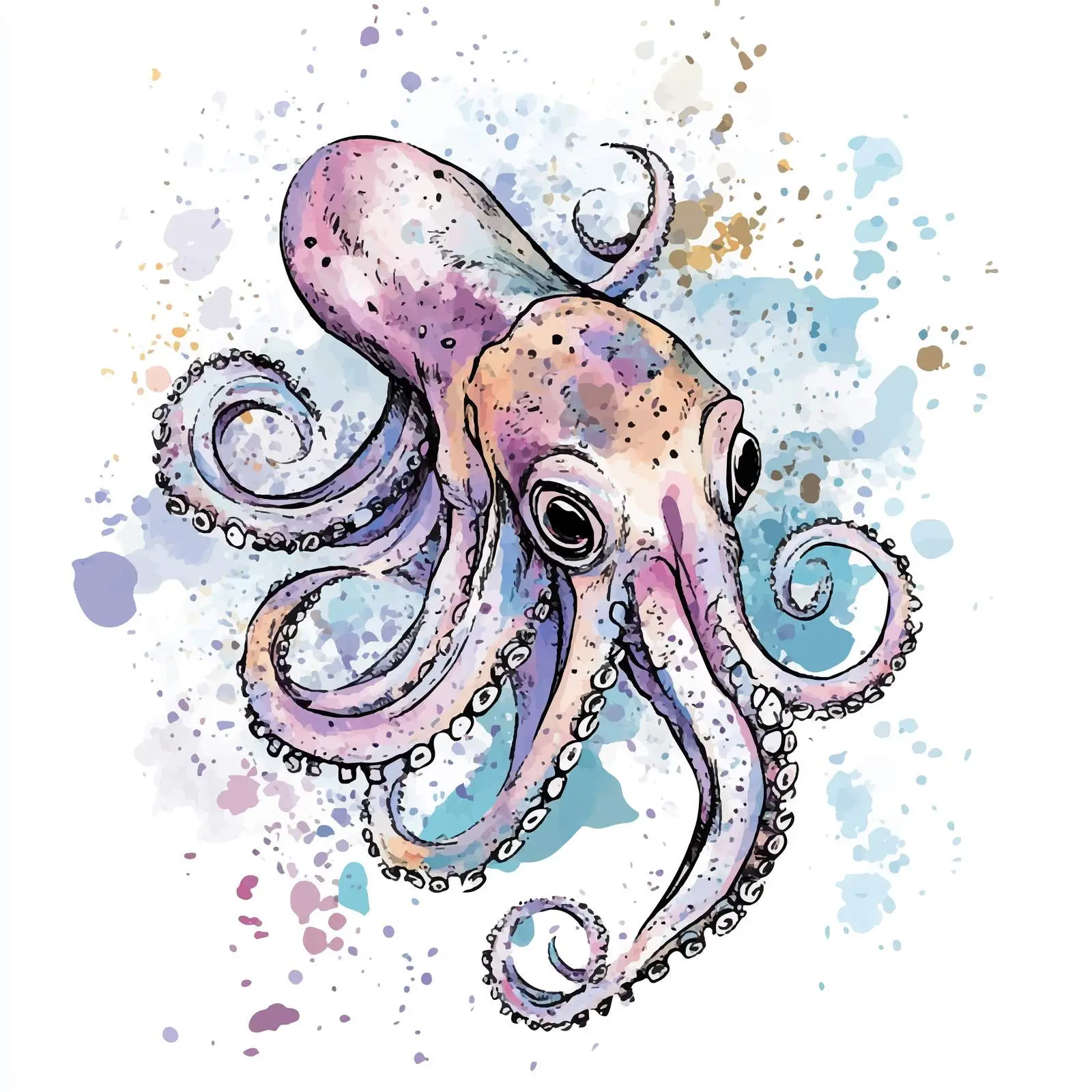 Vibrant Hand-Drawn Squid Illustration — free download from Dotvec