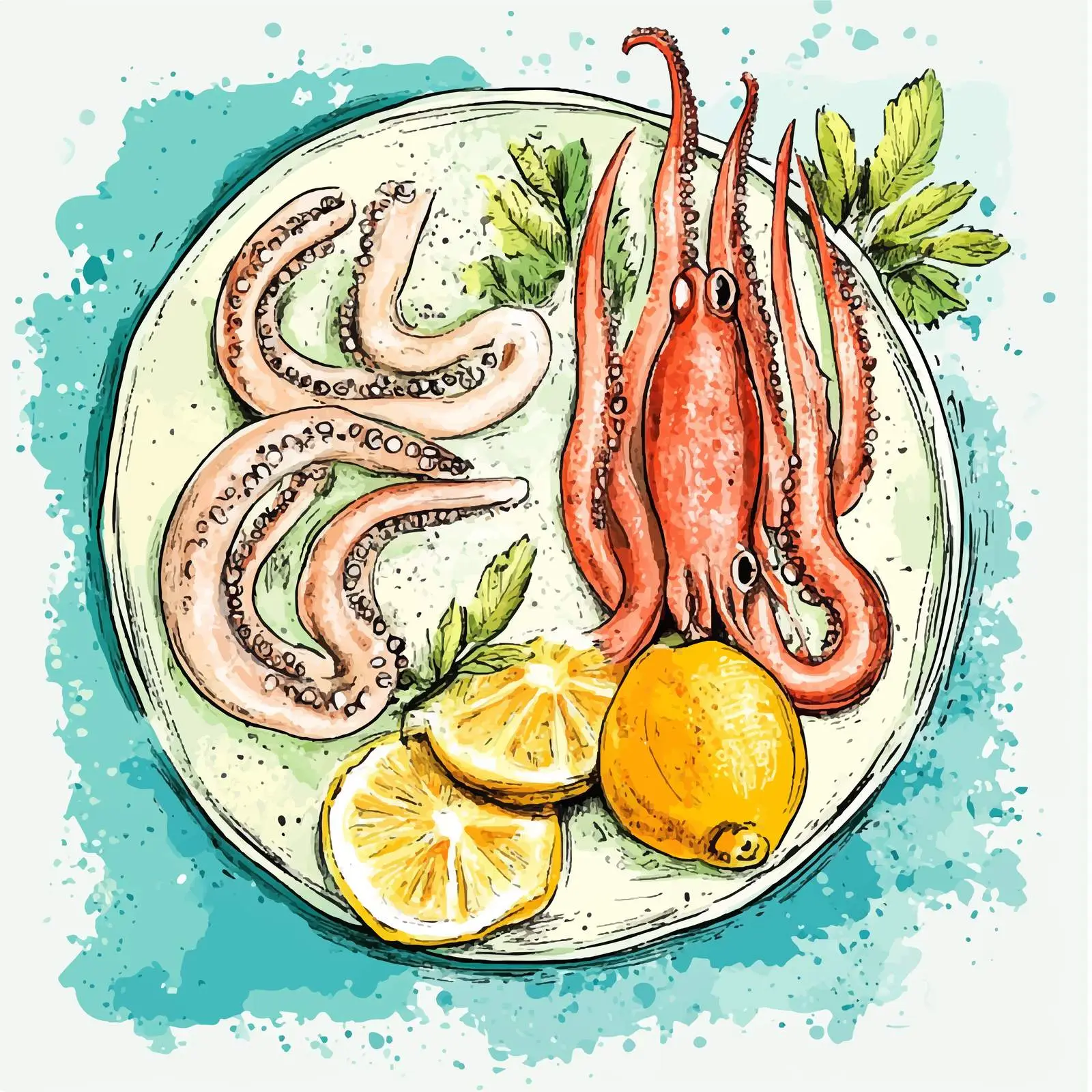 Colorful Hand-Drawn Sea Food Sketch — free download from Dotvec