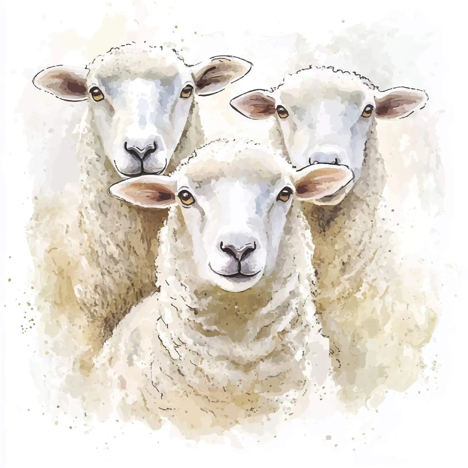 Colorful Hand-Drawn Watercolor Sheep — free download from Dotvec