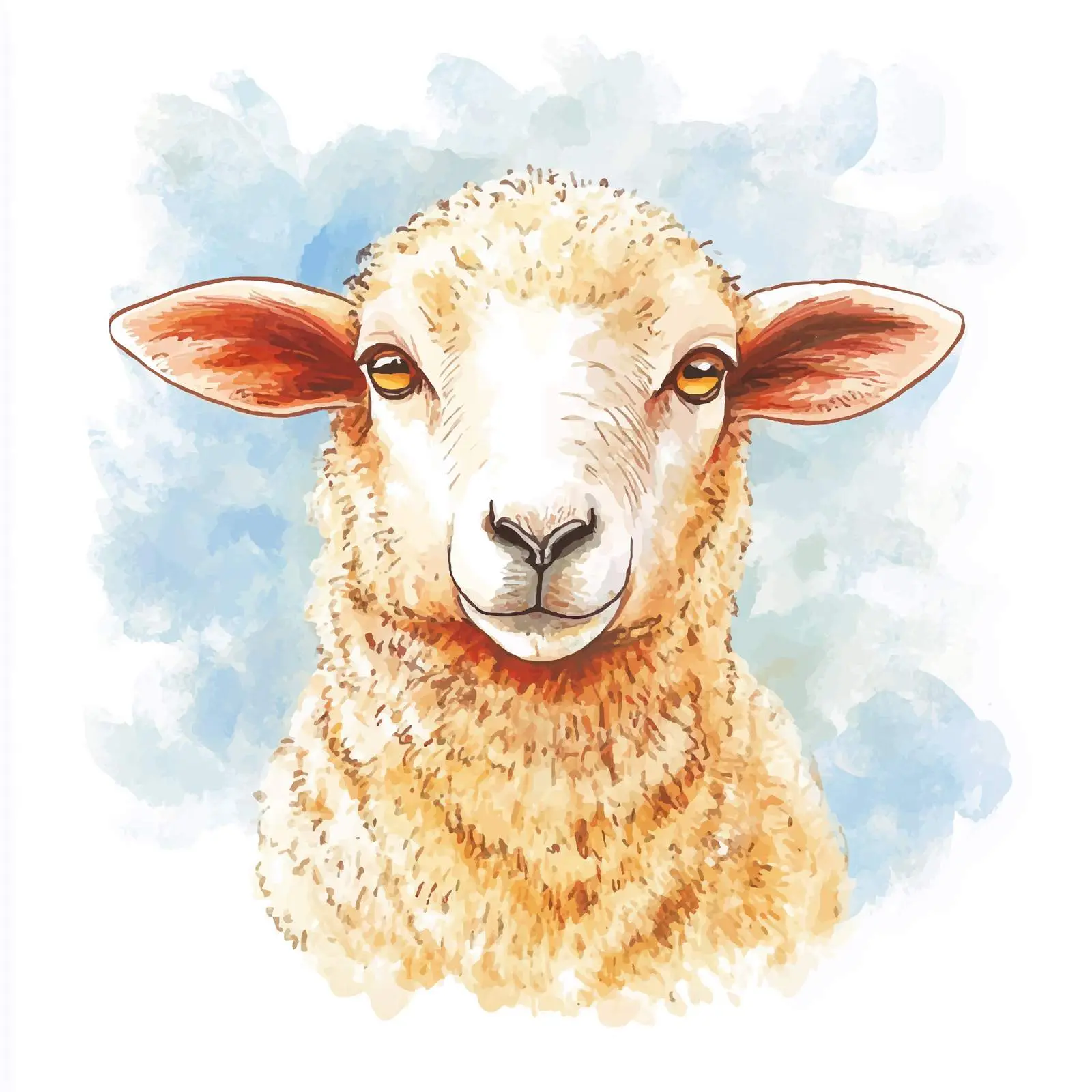 Colorful Hand-Drawn Watercolor Sheep — free download from Dotvec