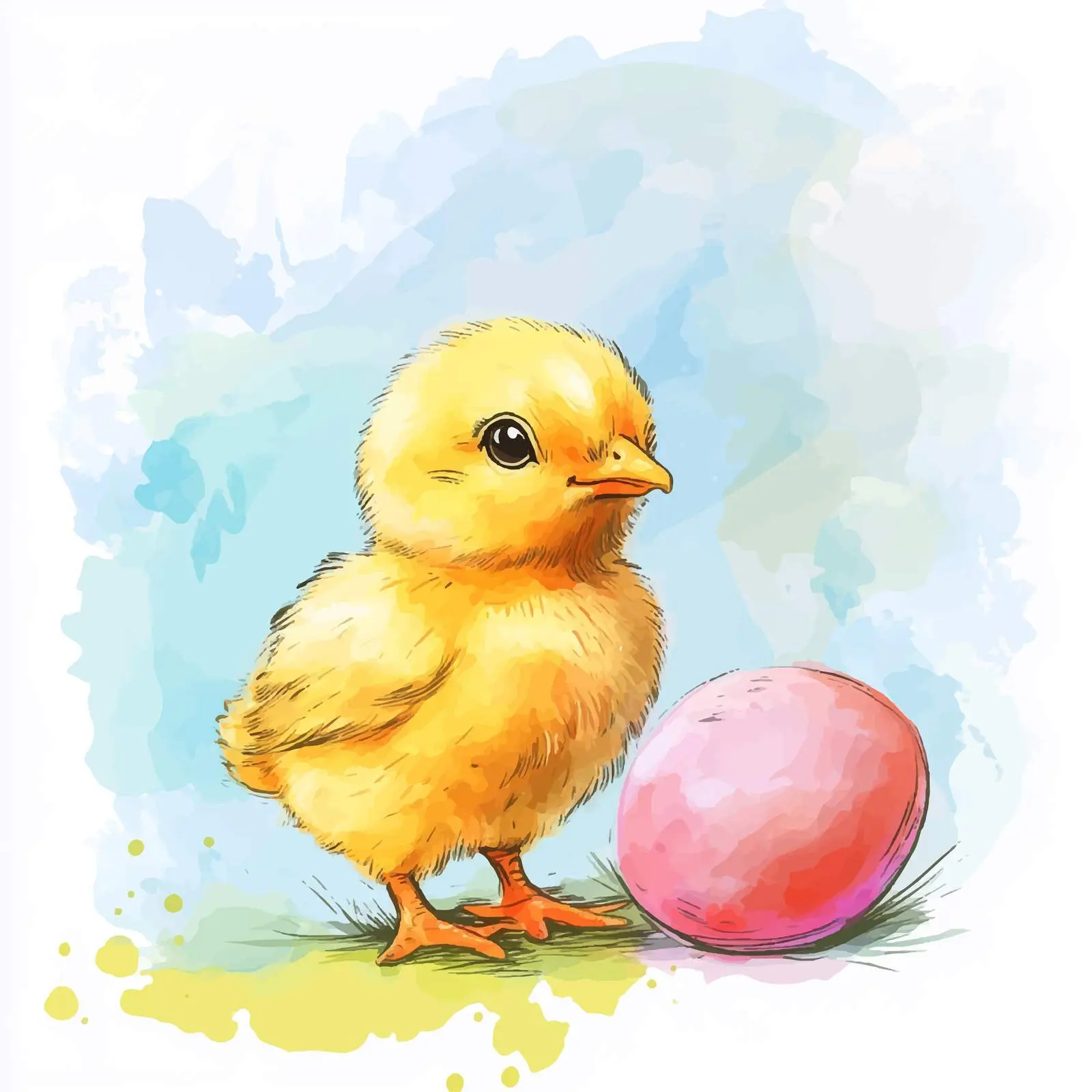 Colorful Hand-Drawn Yellow Chick Sketch — free download from Dotvec