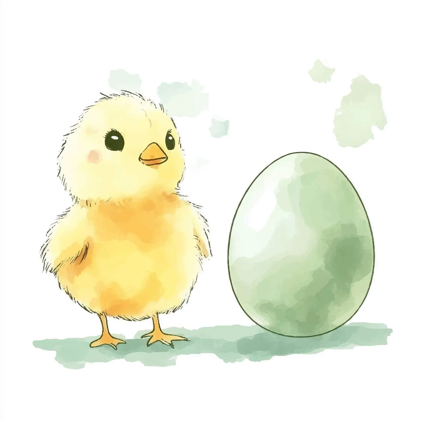 Hand-Drawn Yellow Chick Watercolor Art — free download from Dotvec