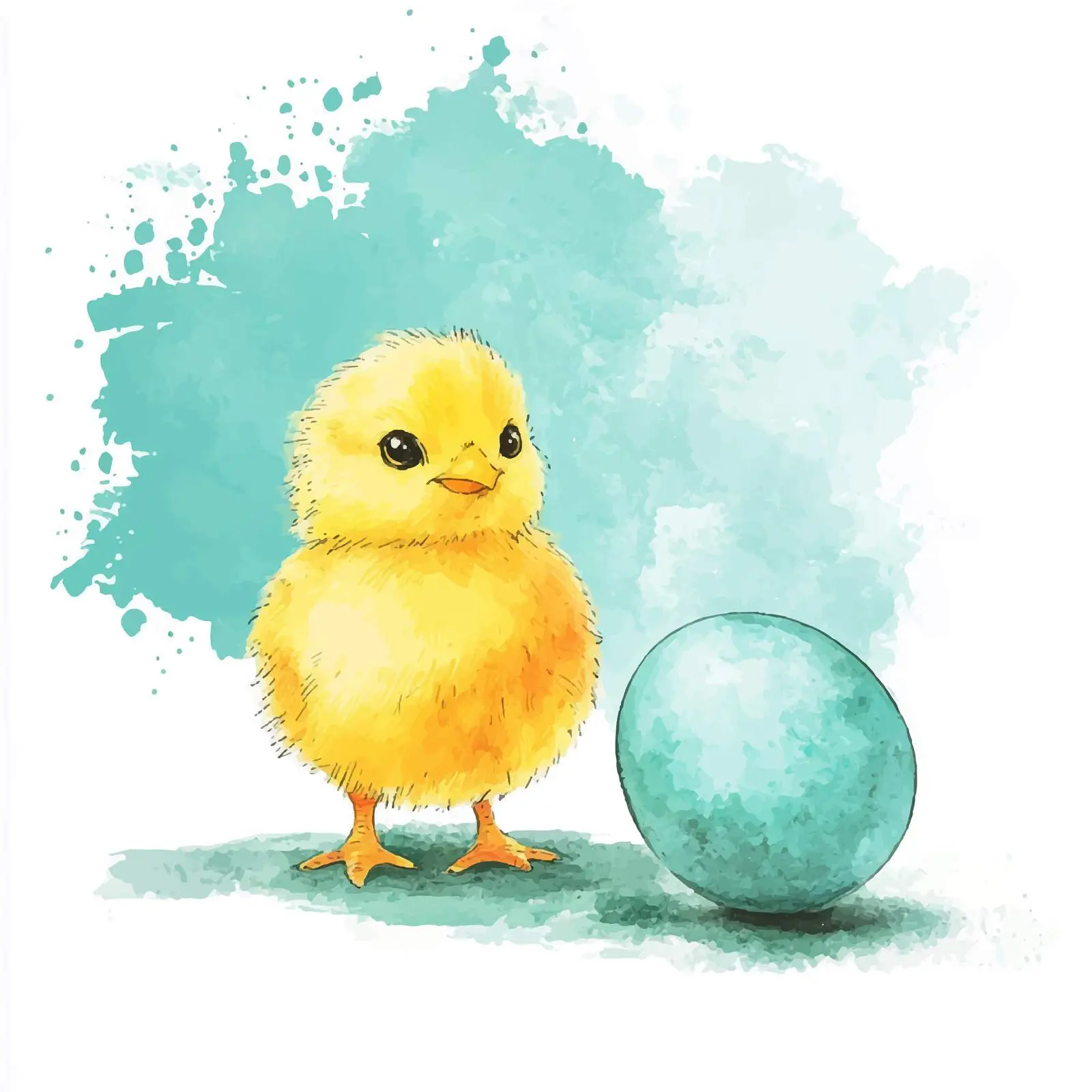 Hand-Drawn Yellow Chick Watercolor Sketch — free download from Dotvec