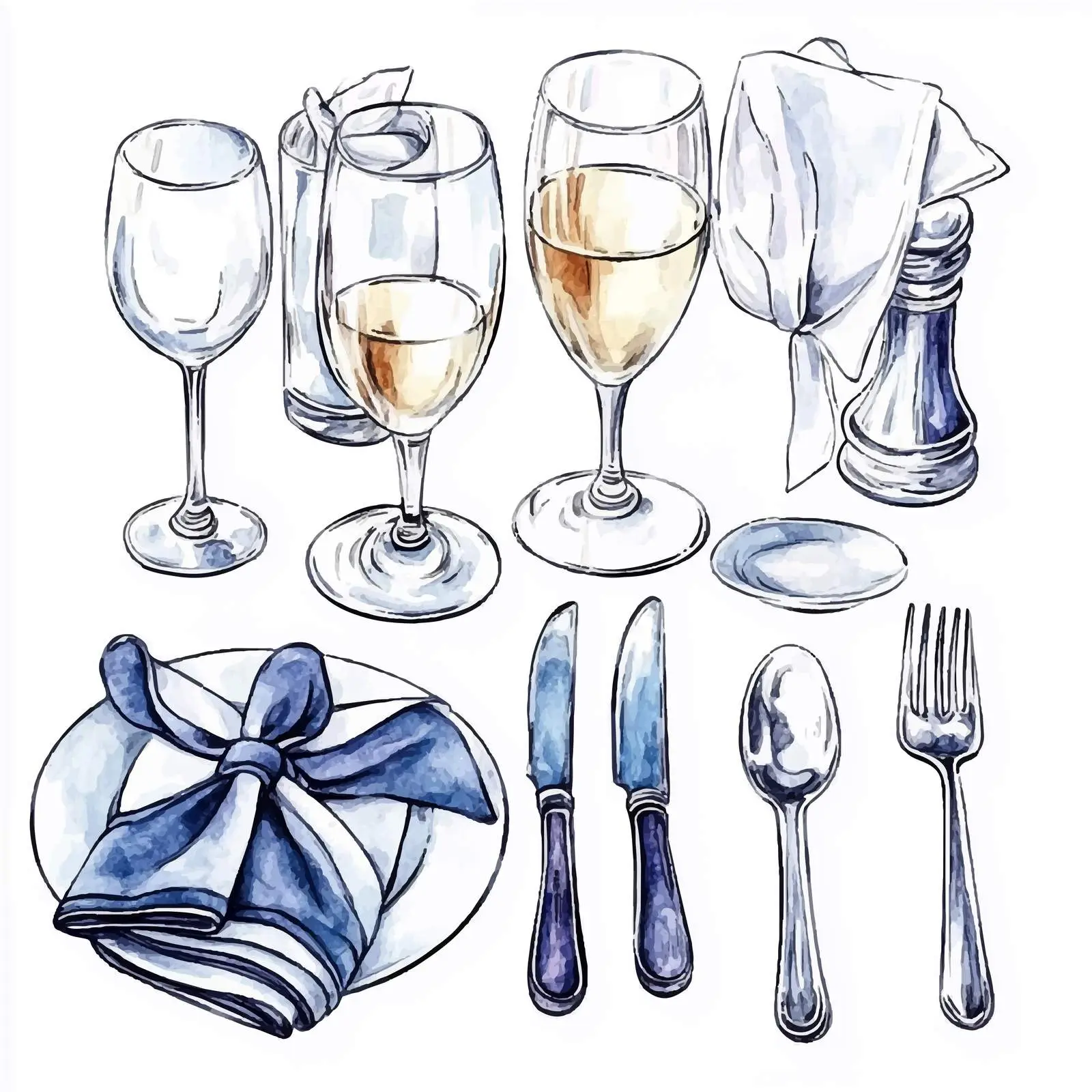 Colorful Hand-Drawn Table Service Set — free download from Dotvec