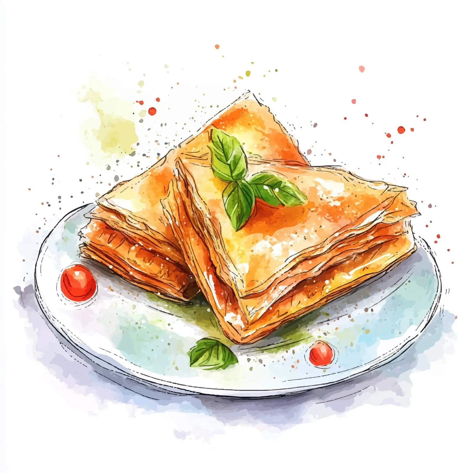 Traditional Greek Ba Sketch in Watercolor – free greek art image from Dotvec