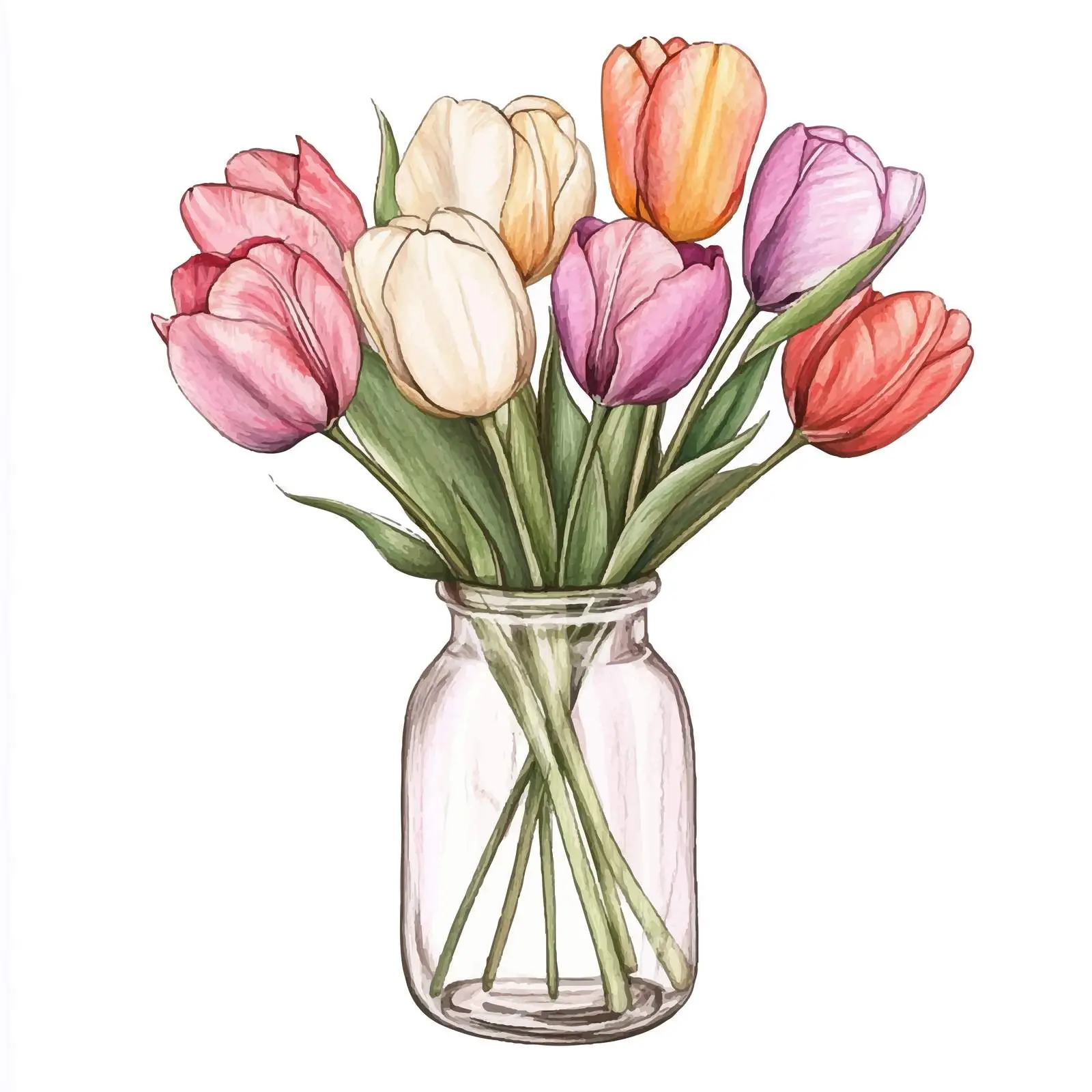 Hand-Drawn Tulip Bouquet Illustration — free download from Dotvec