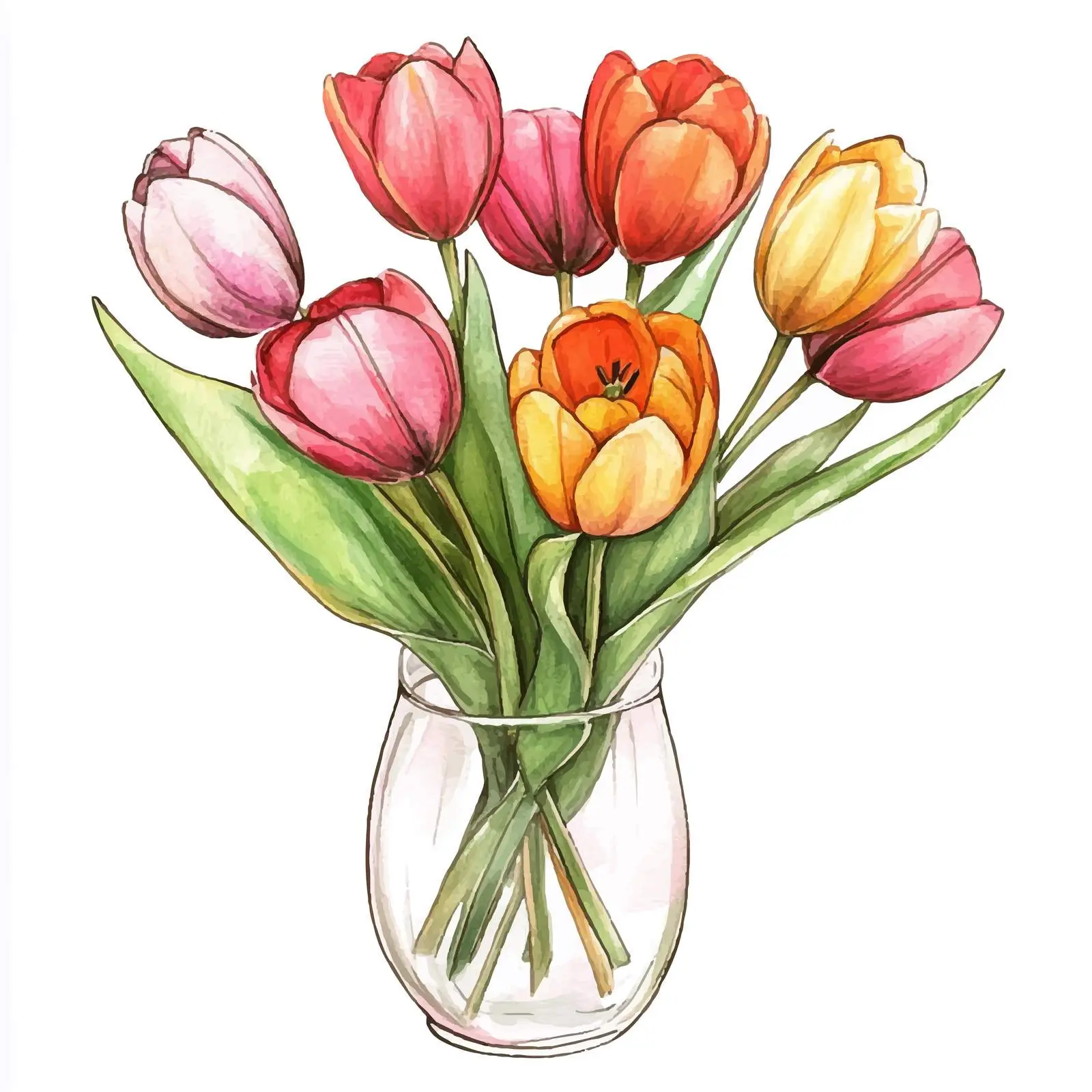 Colorful Hand-Drawn Tulips Bouquet — free download from Dotvec