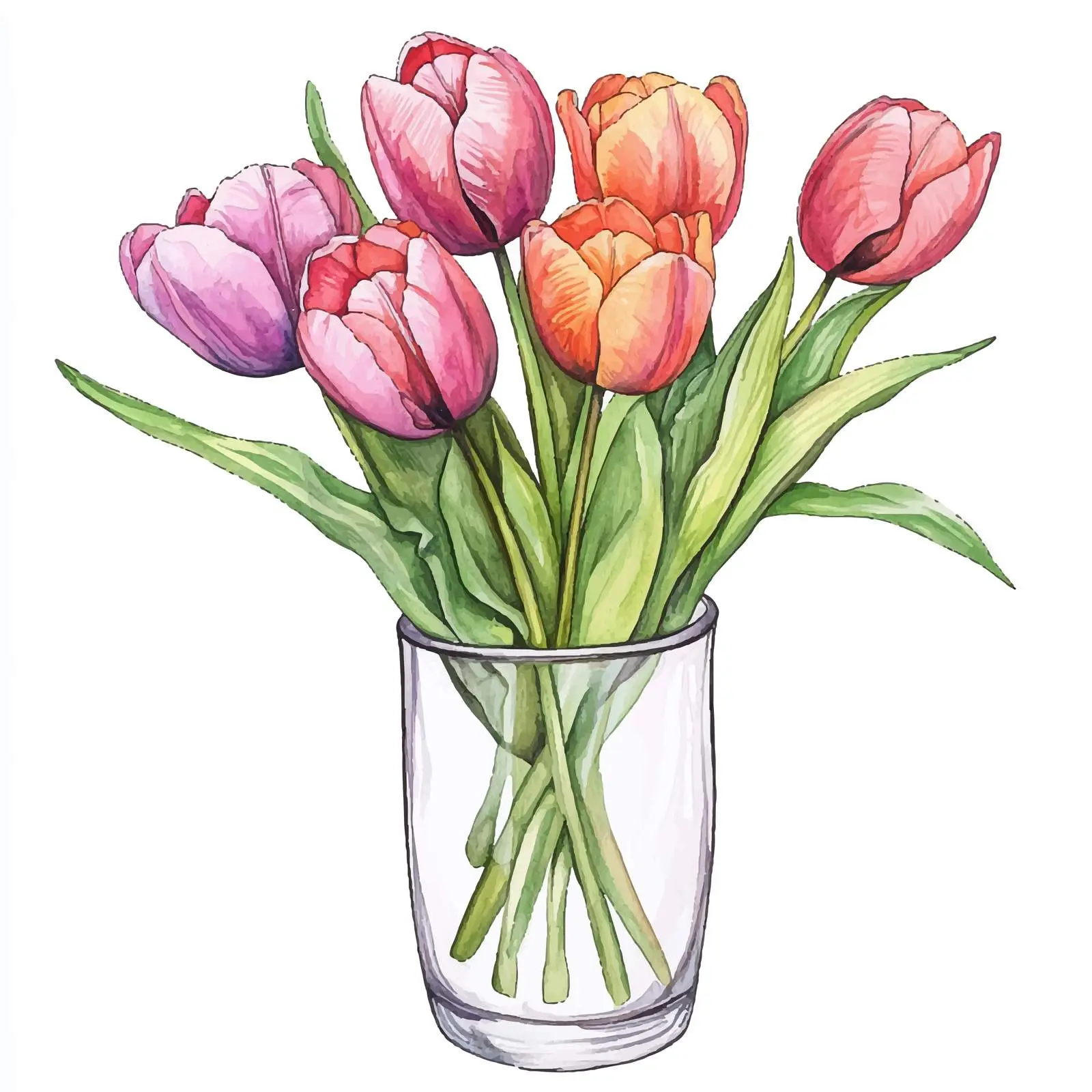 Colorful Hand-Drawn Tulips Bouquet — free download from Dotvec