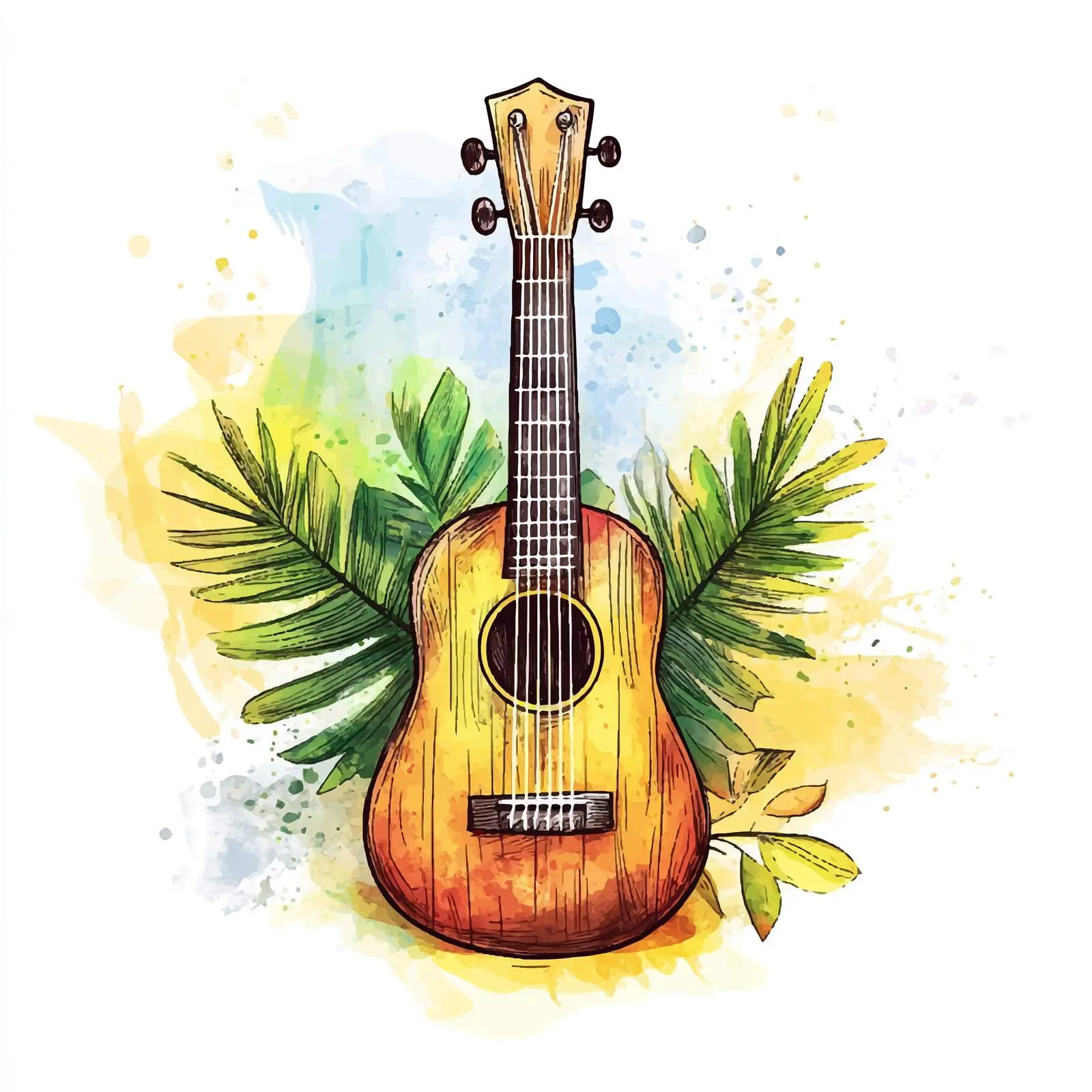 Vibrant Hand-Drawn Ukulele Illustration — free download from Dotvec