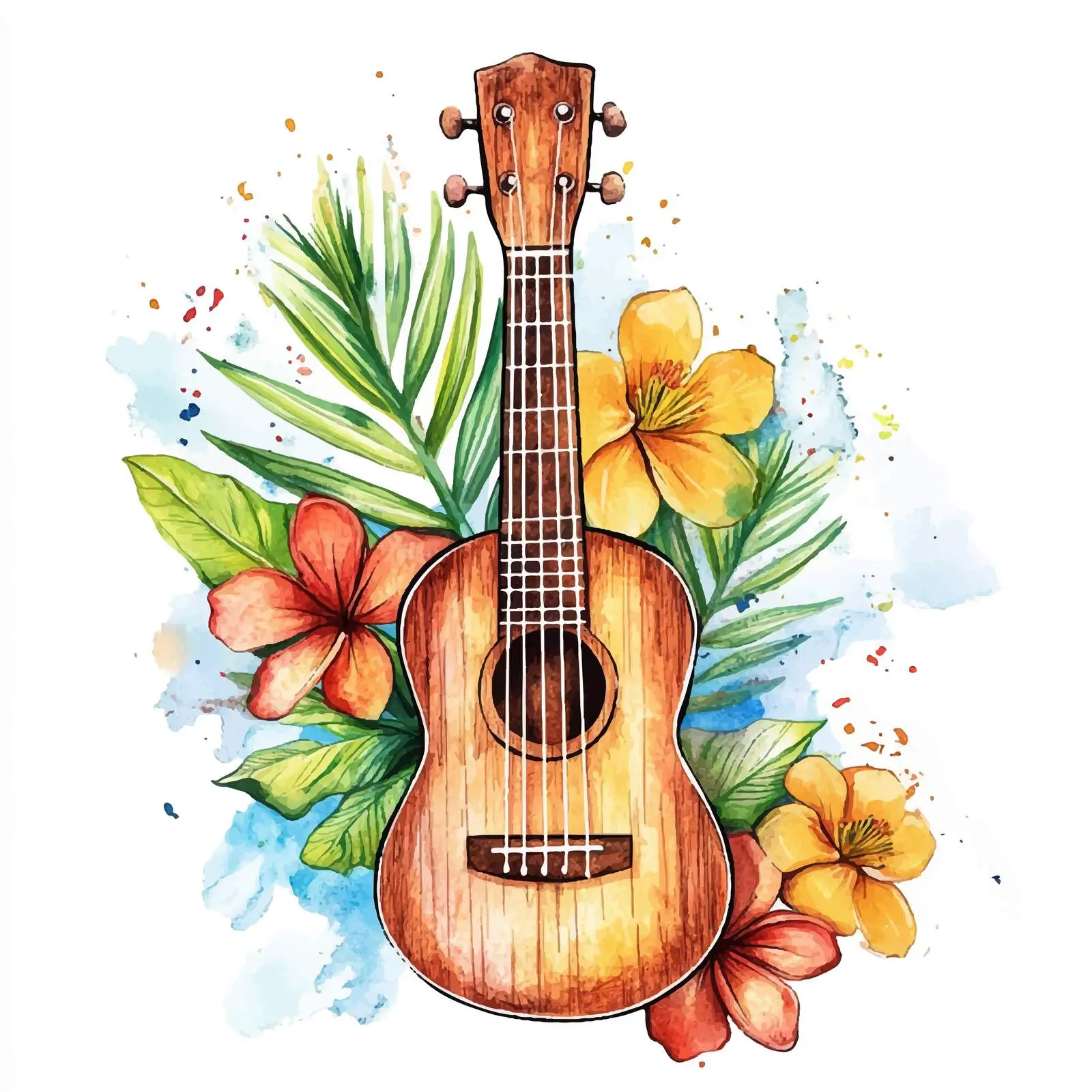Colorful Hand-Drawn Ukulele Illustration — free download from Dotvec