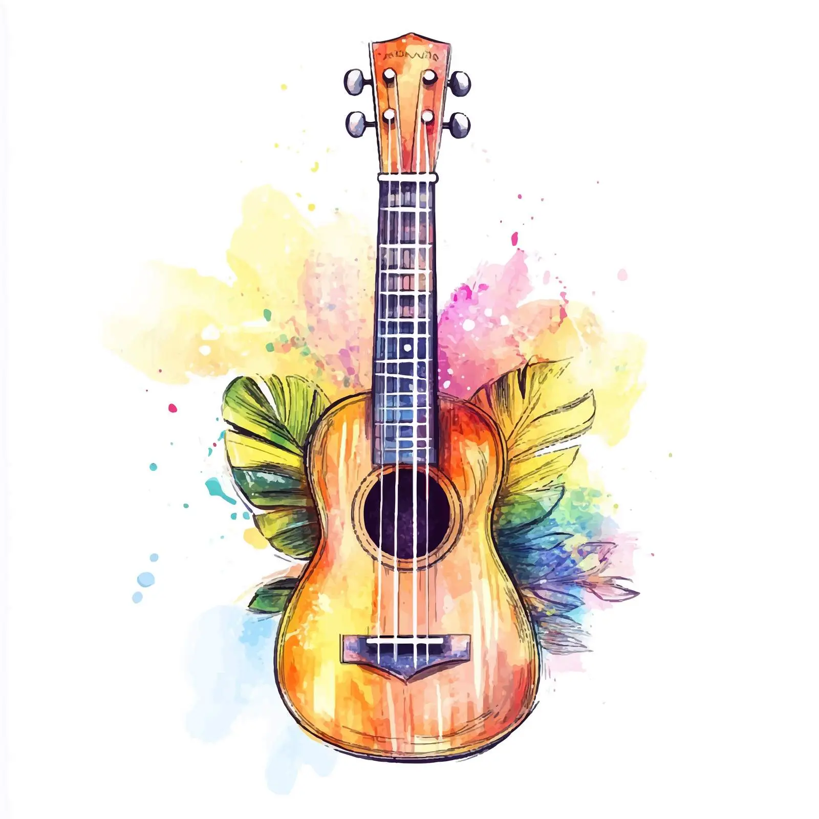 Colorful Hand-Drawn Ukulele Sketch — free download from Dotvec
