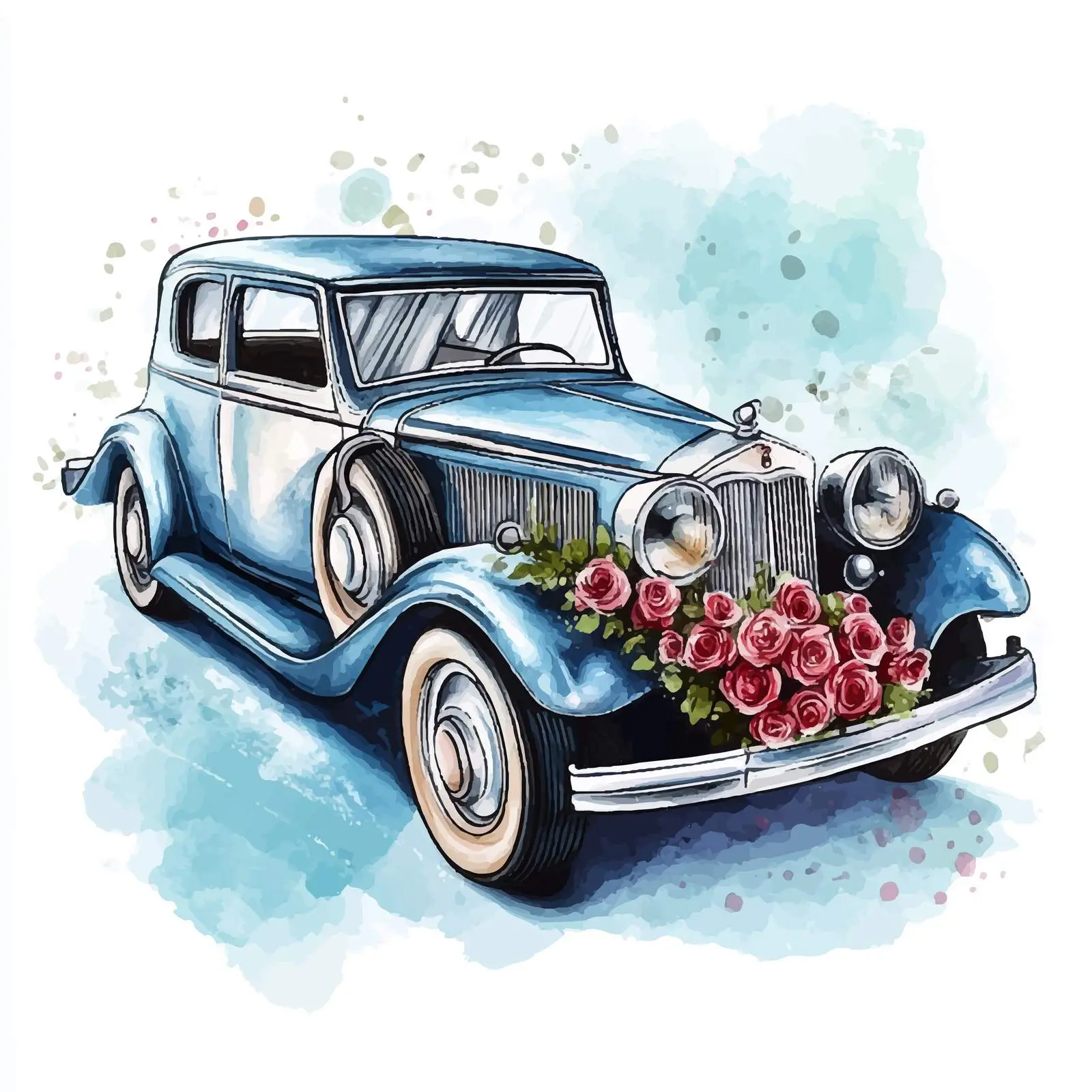 Vintage Car Watercolor Sketch — free download from Dotvec