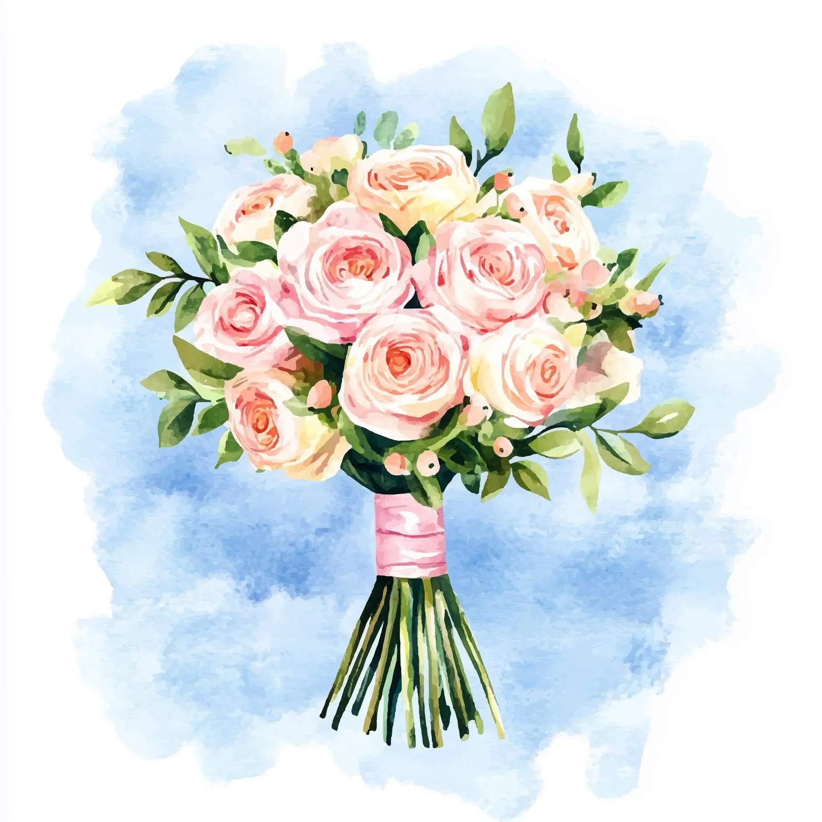 Hand-Drawn Watercolor Wedding Bouquet – free bridal bouquet image from Dotvec