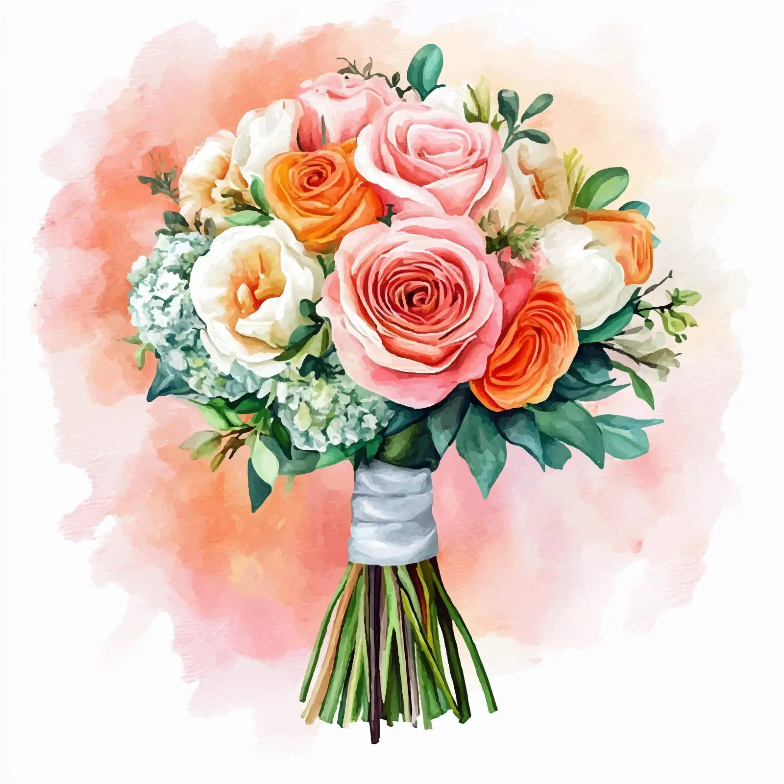 Colorful Hand-Drawn Wedding Bouquet – free bridal bouquet image from Dotvec