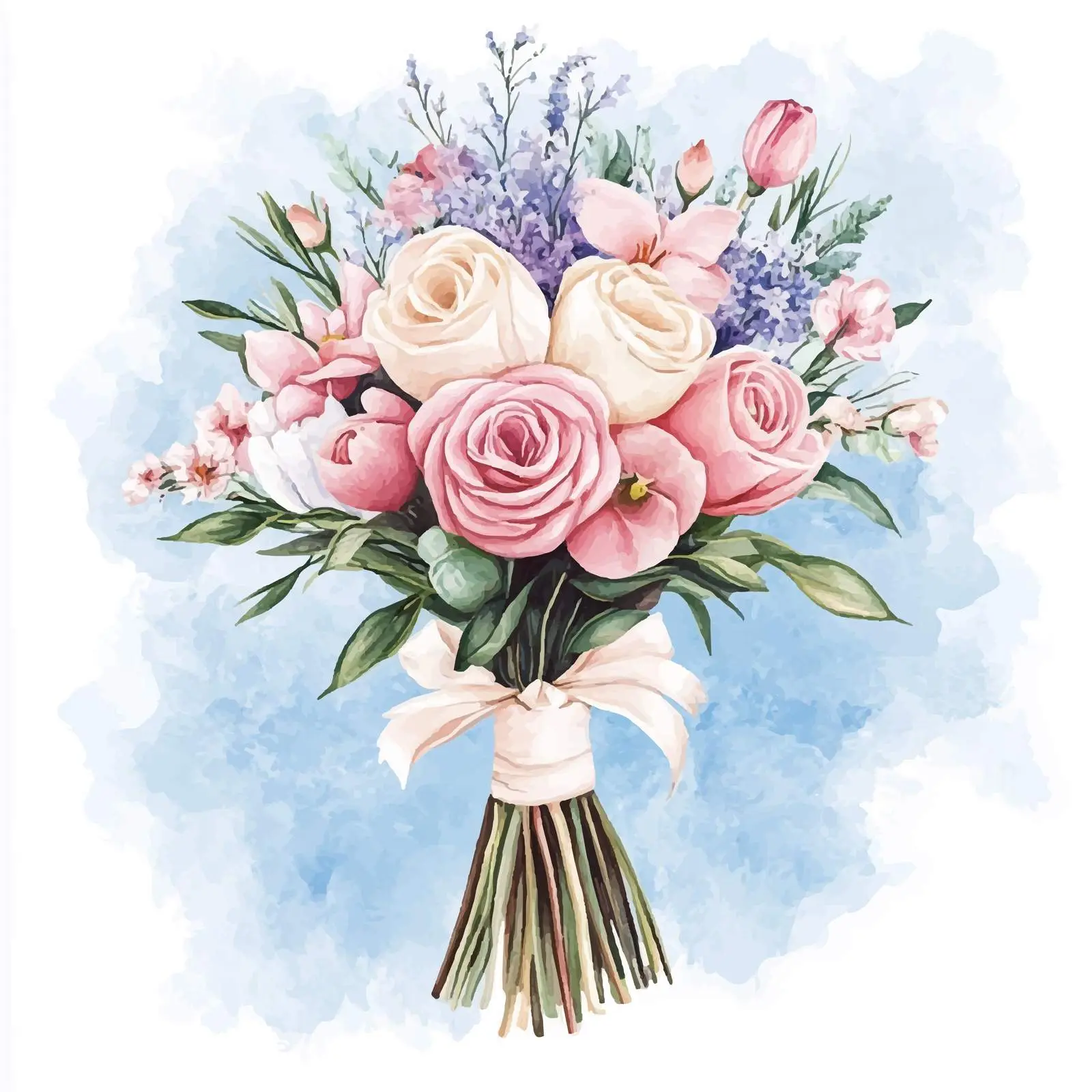 Hand-Drawn Wedding Bouquet Watercolor — free download from Dotvec