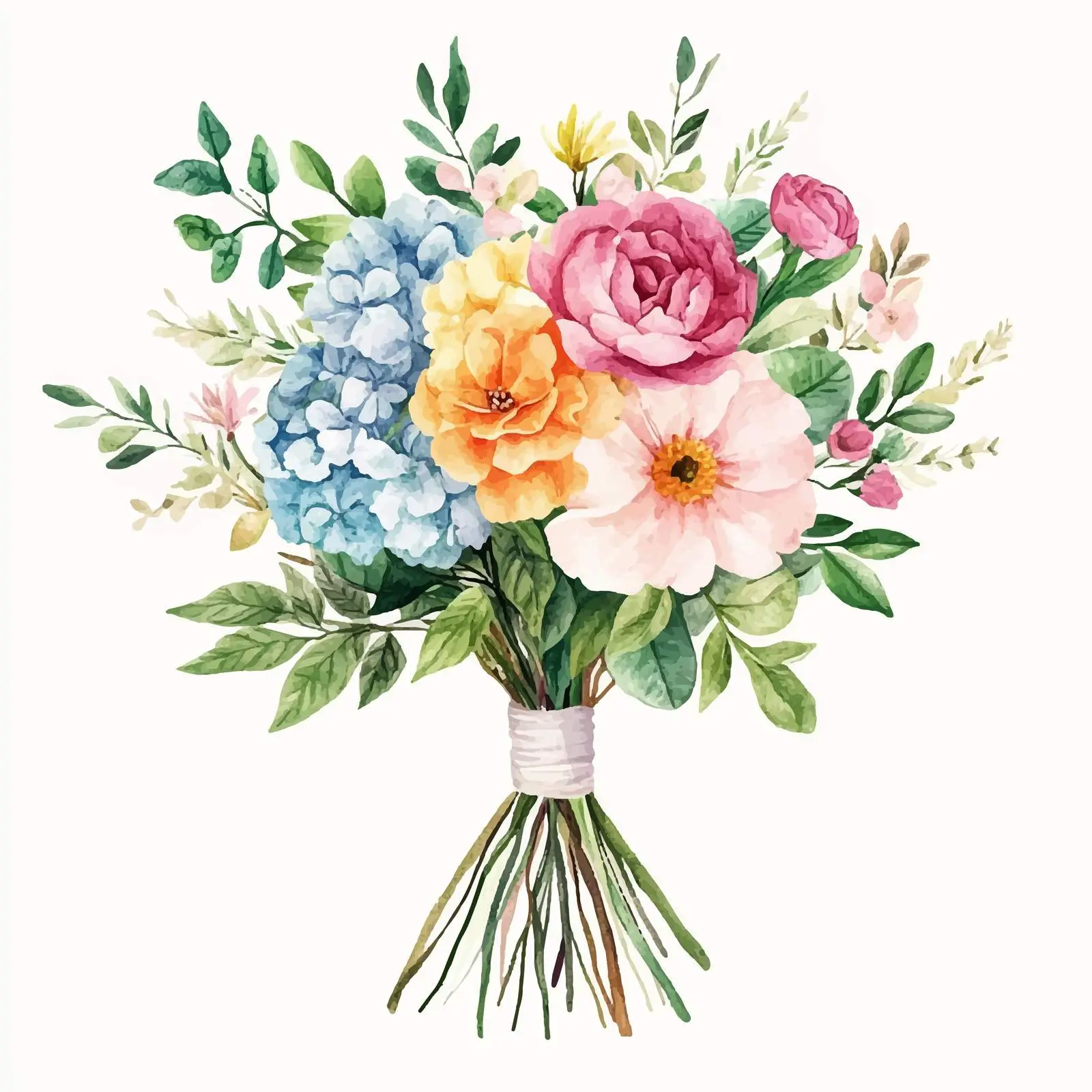 Colorful Hand-Drawn Wedding Bouquet Illustration — free download from Dotvec