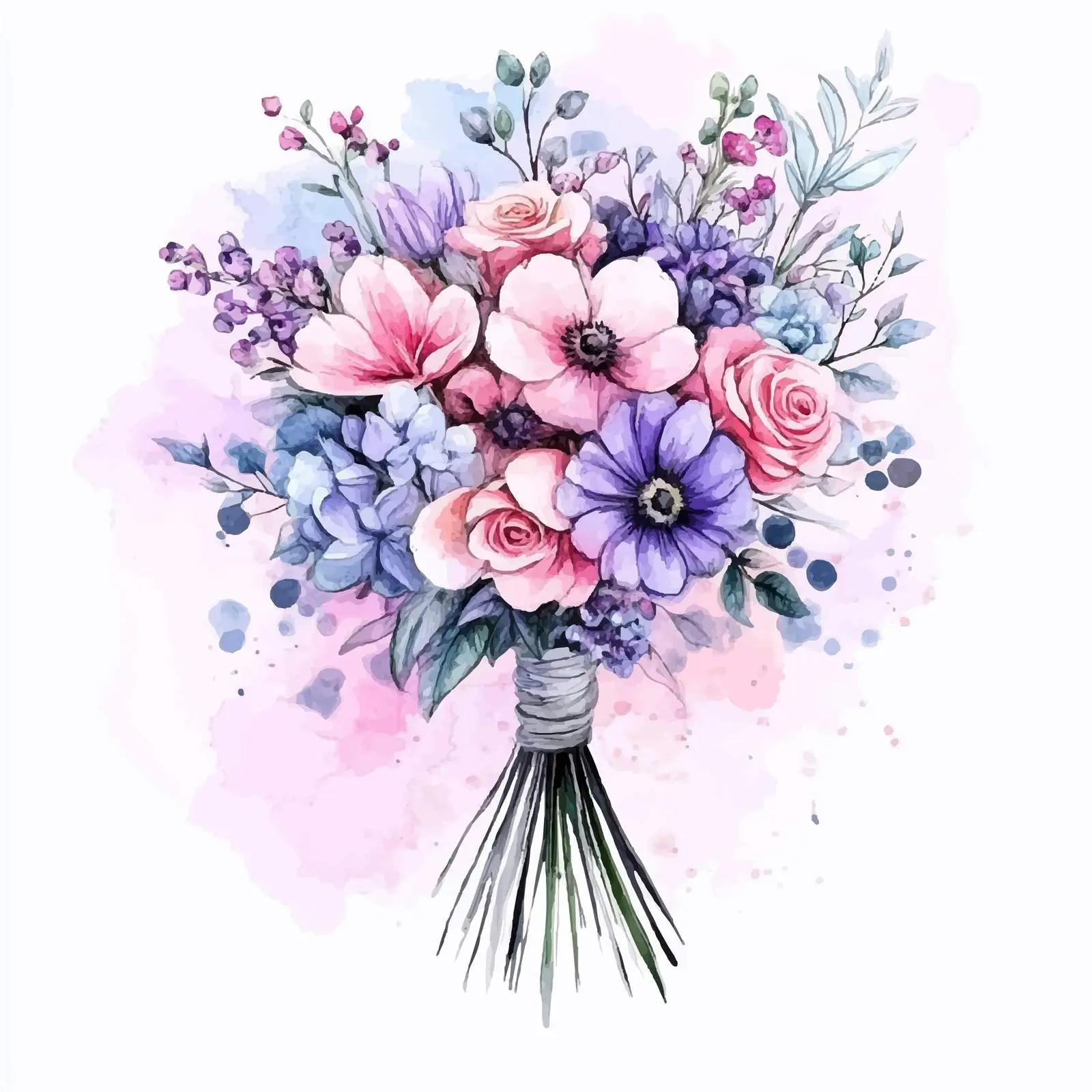 Hand-Drawn Watercolor Wedding Bouquet — free download from Dotvec