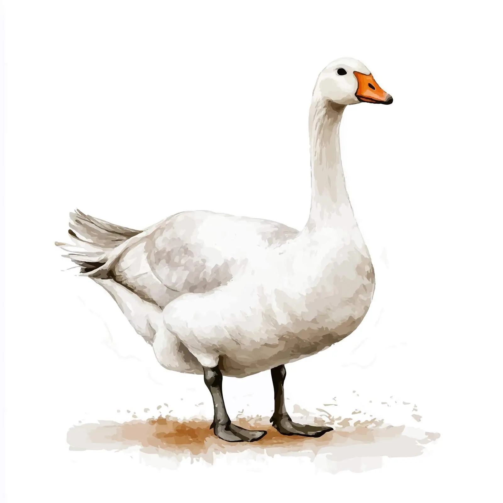 Vibrant Watercolor White Goose Sketch — free download from Dotvec