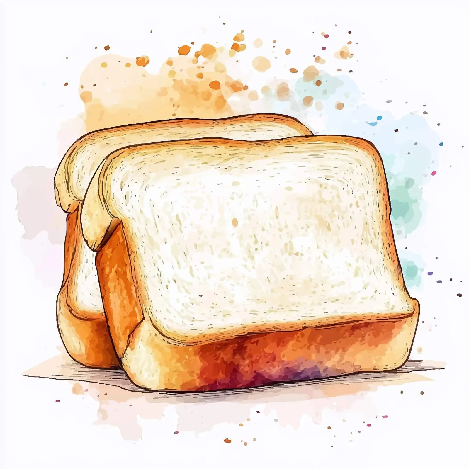 Hand-Drawn Watercolor Sandwich Bread — free download from Dotvec
