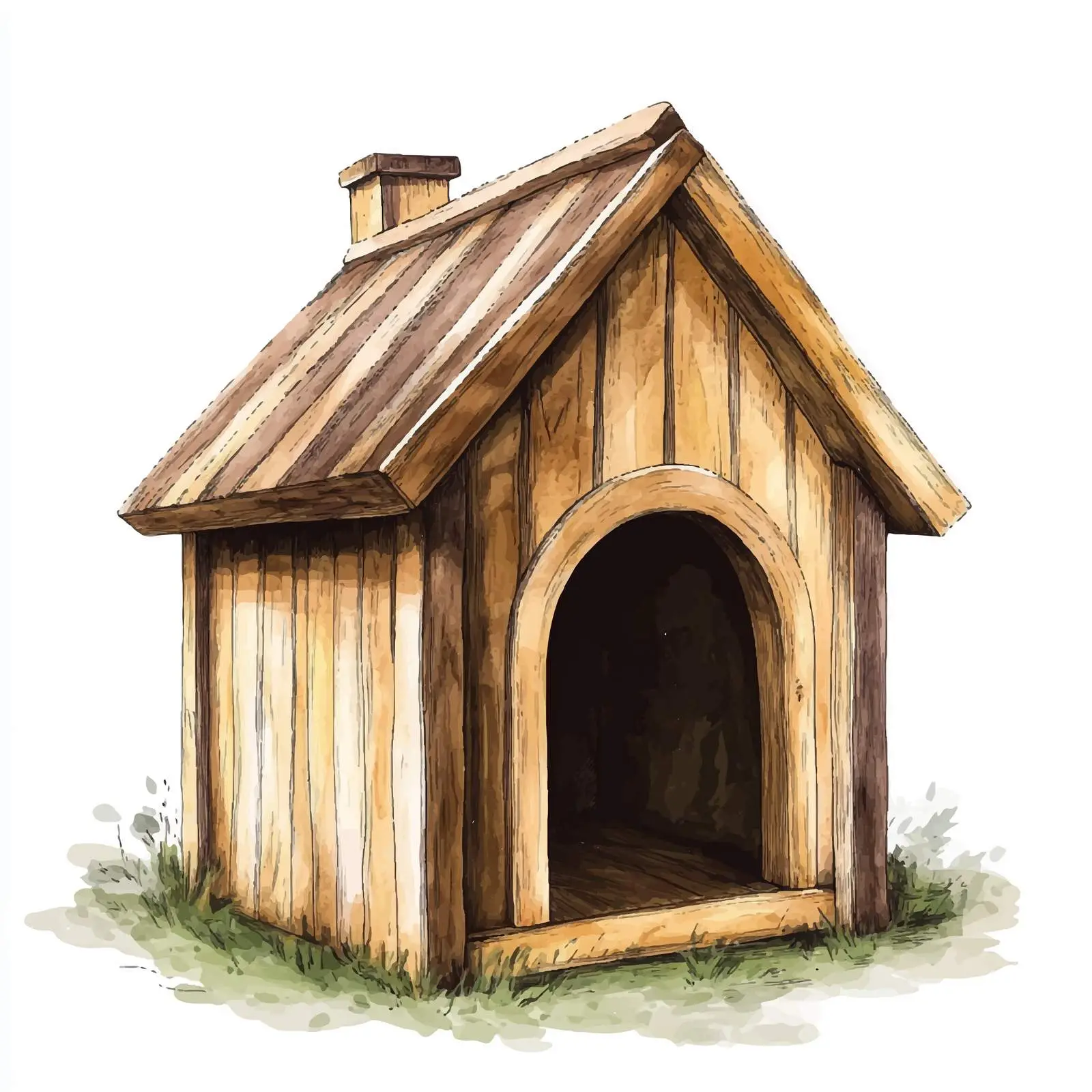 Colorful Hand-Drawn Wooden Dog House — free download from Dotvec