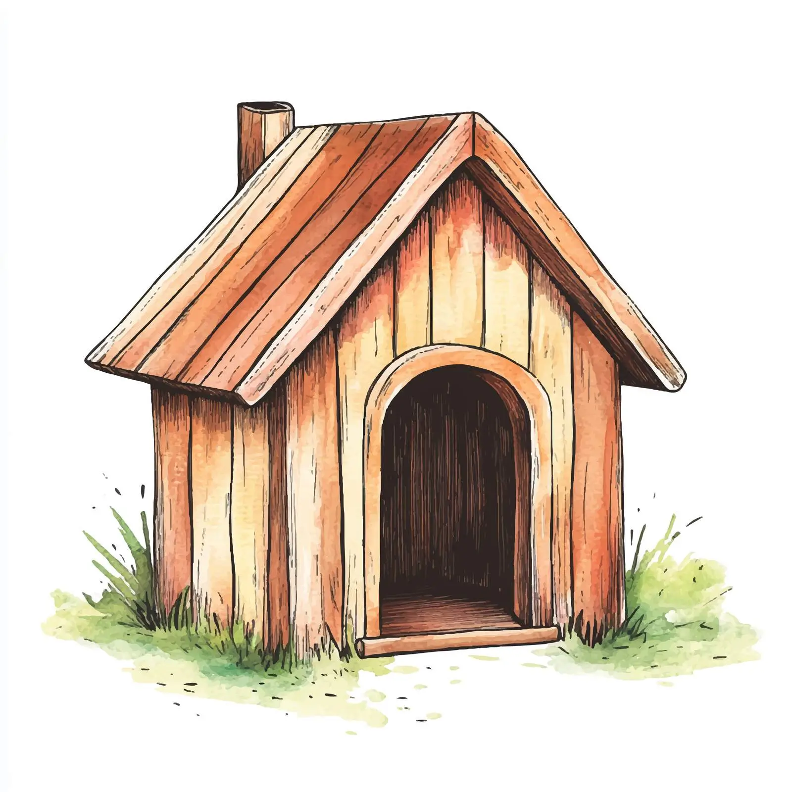 Colorful Watercolor Wooden Dog House — free download from Dotvec